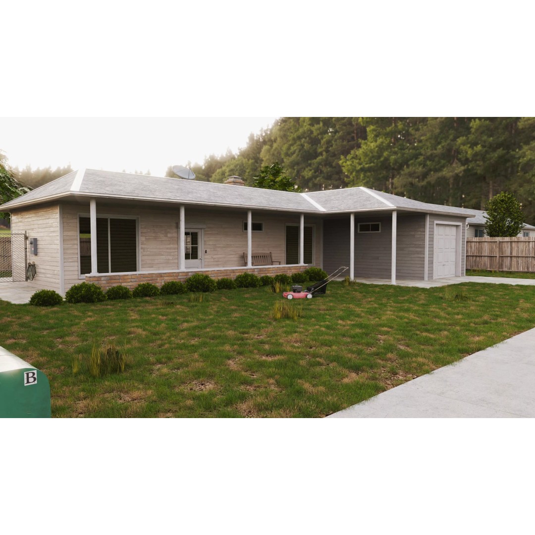 Modern House 3D Model – Classic Exterior Scene with PBR Textures - View 5