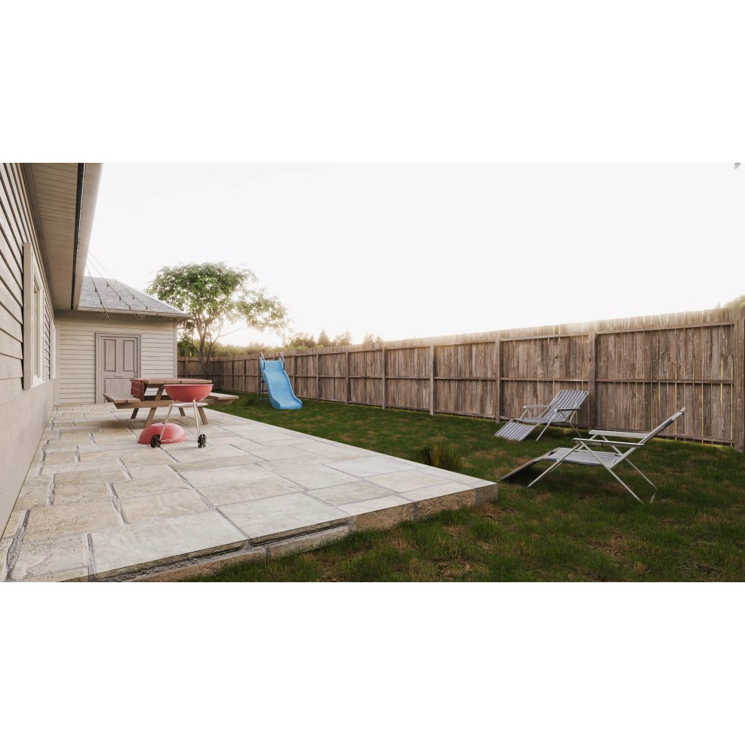 Modern House 3D Model – Classic Exterior Scene with PBR Textures - View 7