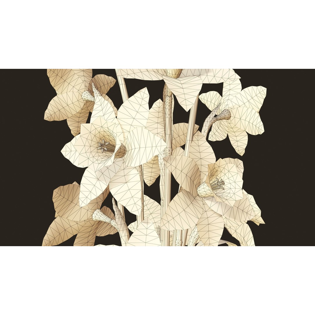 Daffodils 3D Model – Low Poly PBR Flower Bouquet, FBX, Game Ready