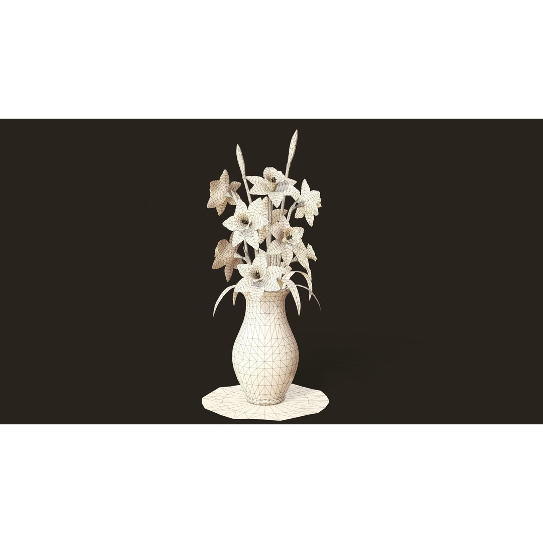Daffodils 3D Model – Low Poly PBR Flower Bouquet, FBX, Game Ready - View 12