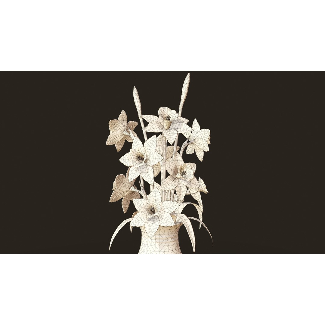 Daffodils 3D Model – Low Poly PBR Flower Bouquet, FBX, Game Ready - View 13
