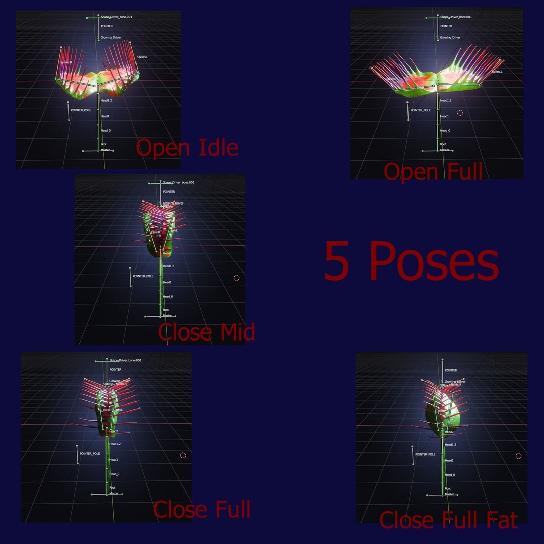 Venus Fly Trap 3D Model – Rigged Low-Poly Game Asset, FBX, Blender - View 6