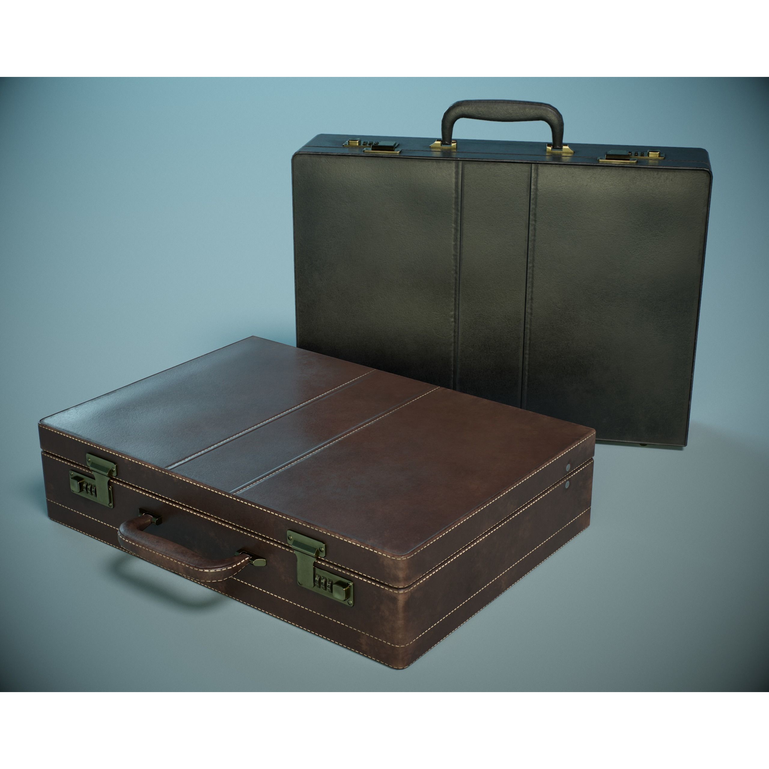 Leather Briefcase - Low-Poly Game-Ready 3D Model - View 3