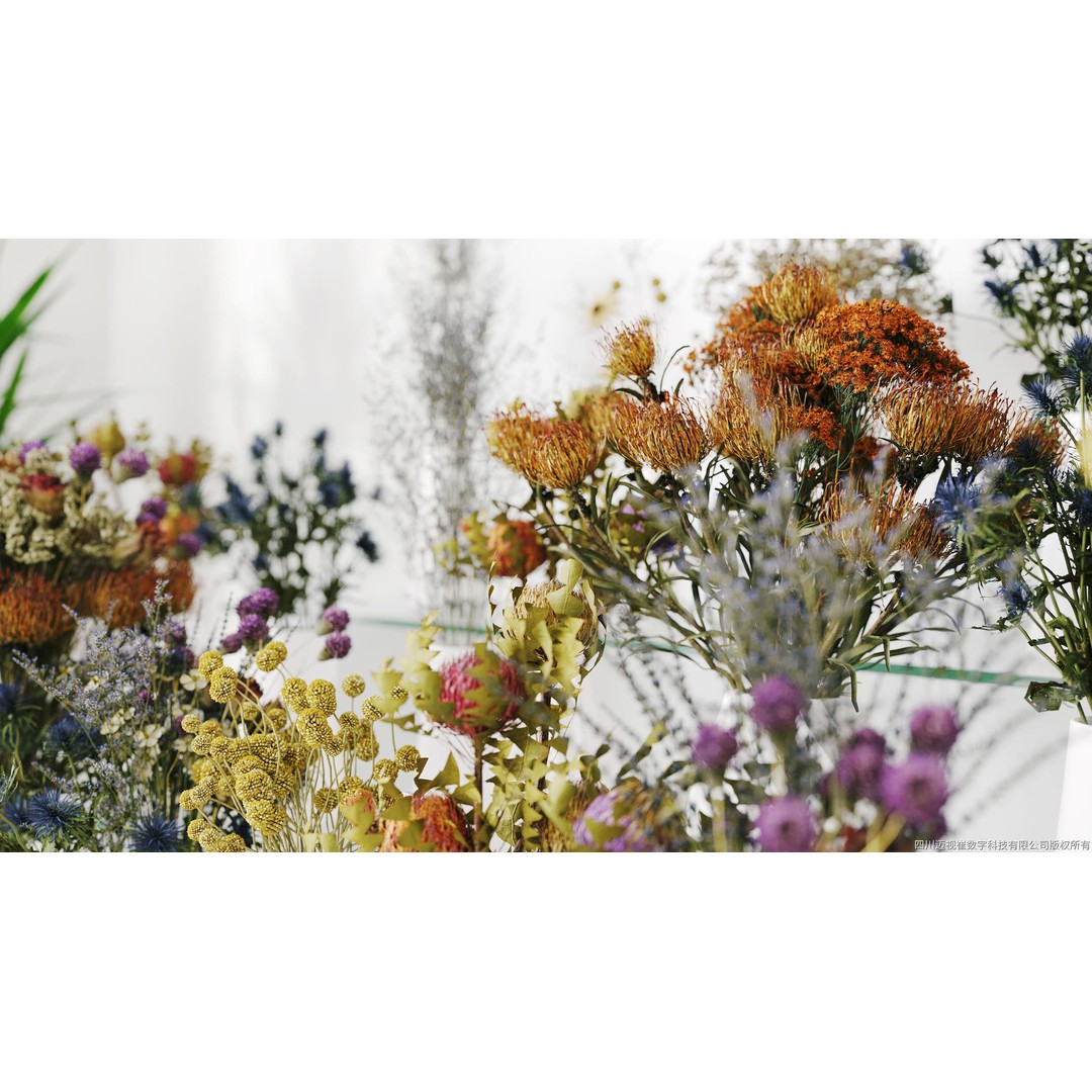 Dried Flower 3D Model – High Poly Collection, FBX, Blender, Max - View 3