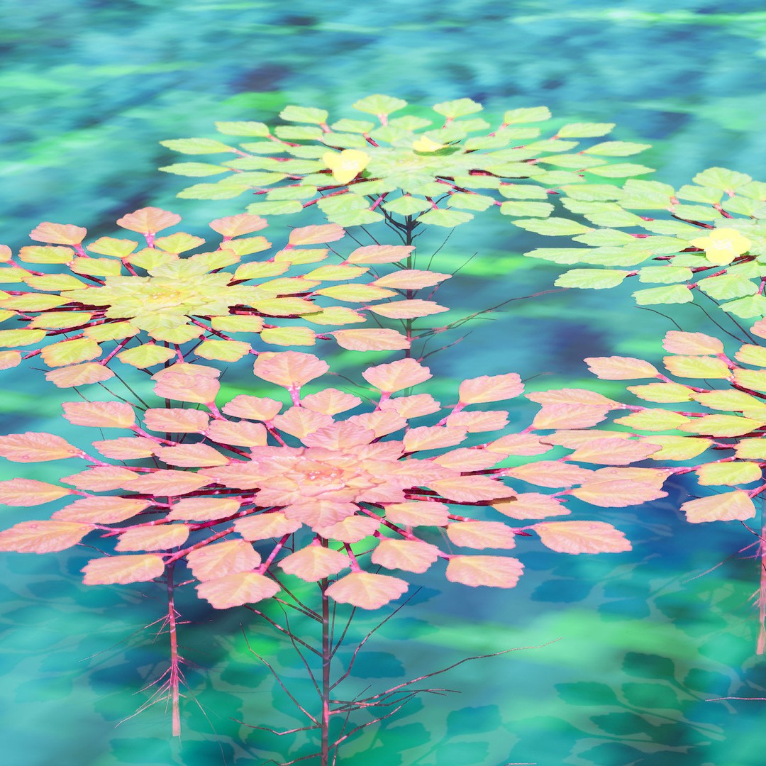 Mosaic Plant 3D Model – Low Poly Aquatic Asset, PBR Textures - View 3