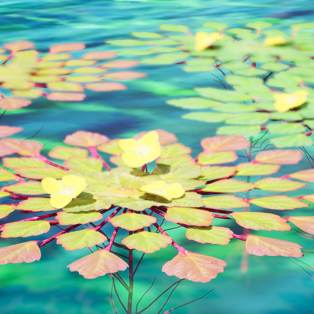 Mosaic Plant 3D Model – Low Poly Aquatic Asset, PBR Textures - View 4