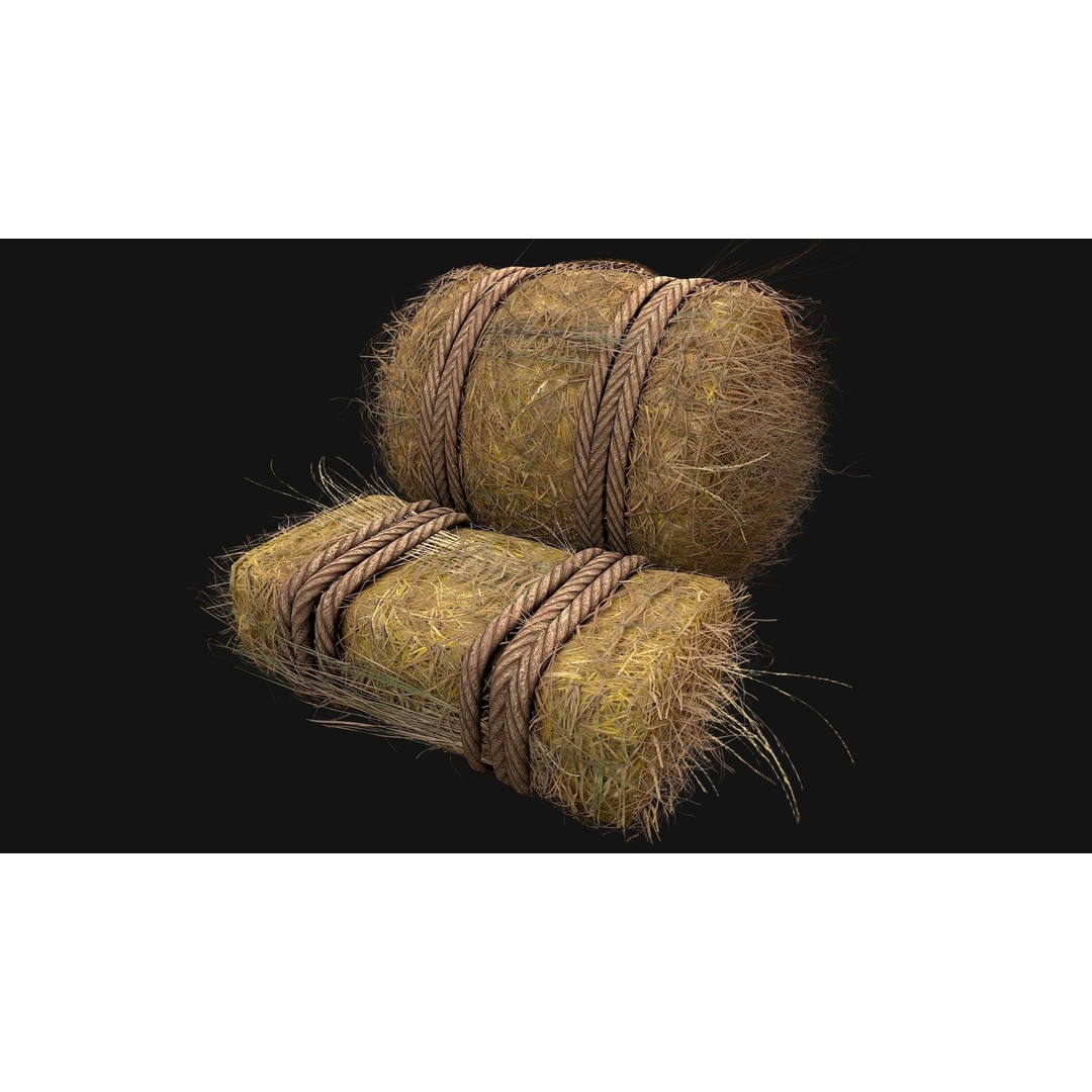 Hay Bale 3D Model – Low Poly Stylized Game Asset, FBX & Blender - View 10