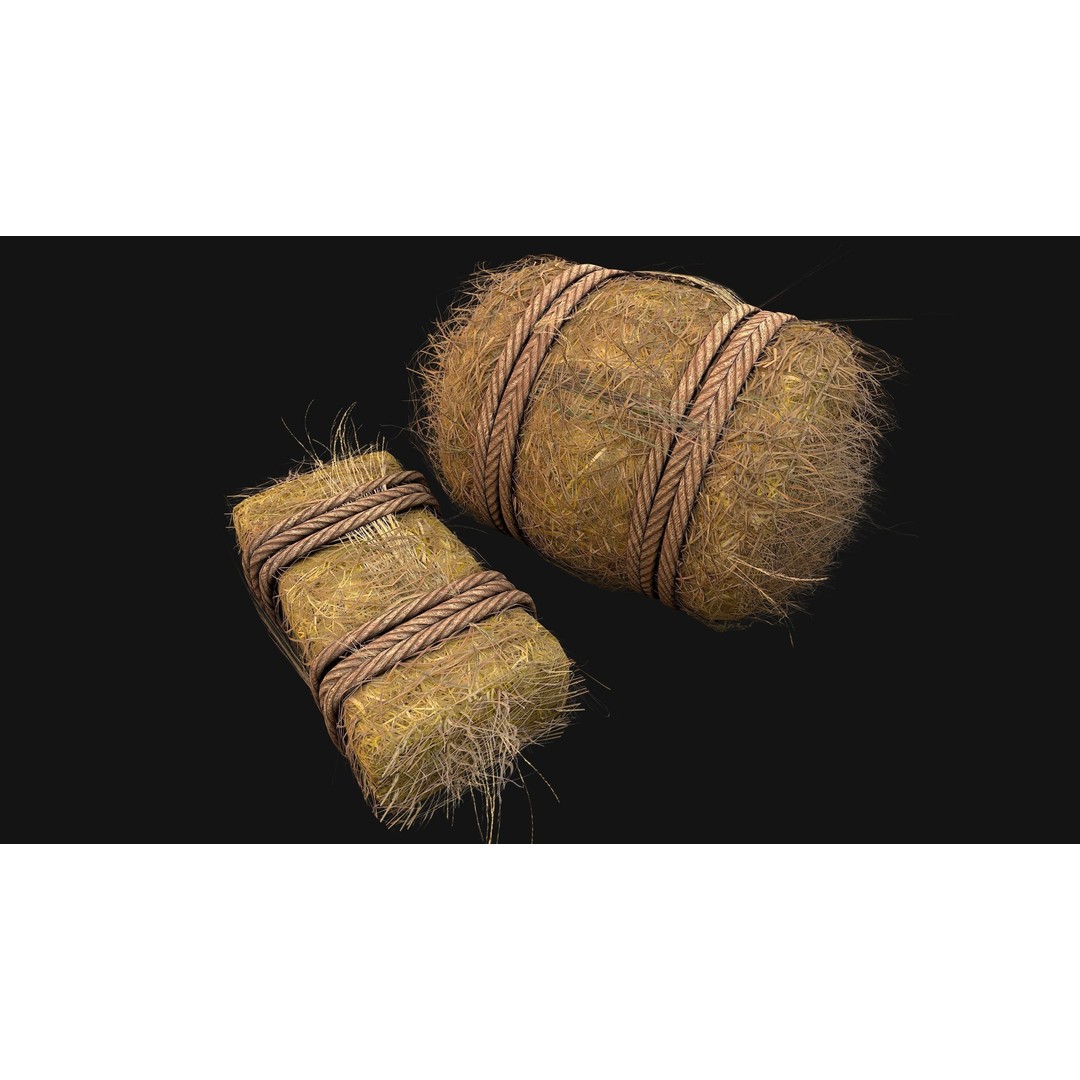 Hay Bale 3D Model – Low Poly Stylized Game Asset, FBX & Blender - View 11