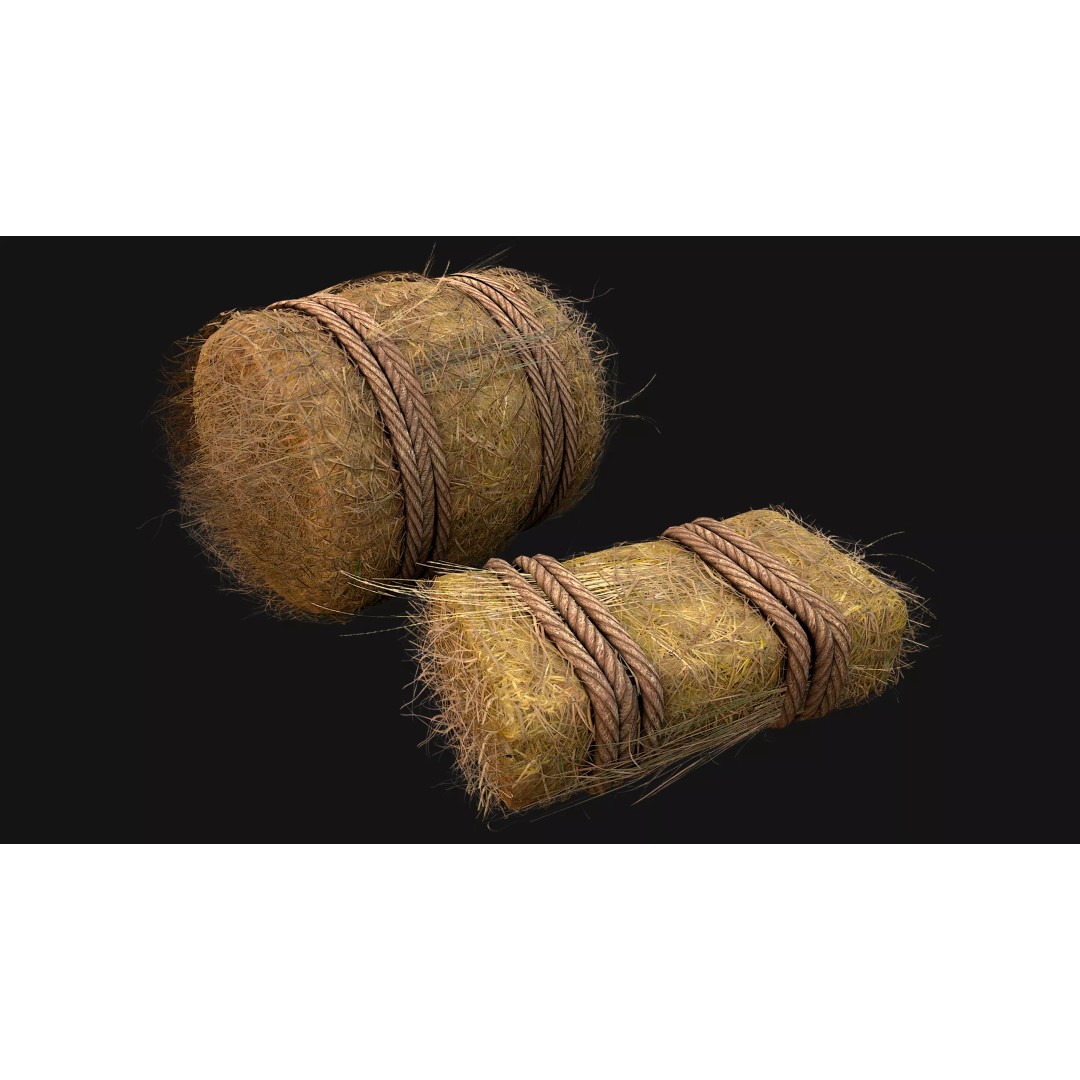 Hay Bale 3D Model – Low Poly Stylized Game Asset, FBX & Blender - View 2