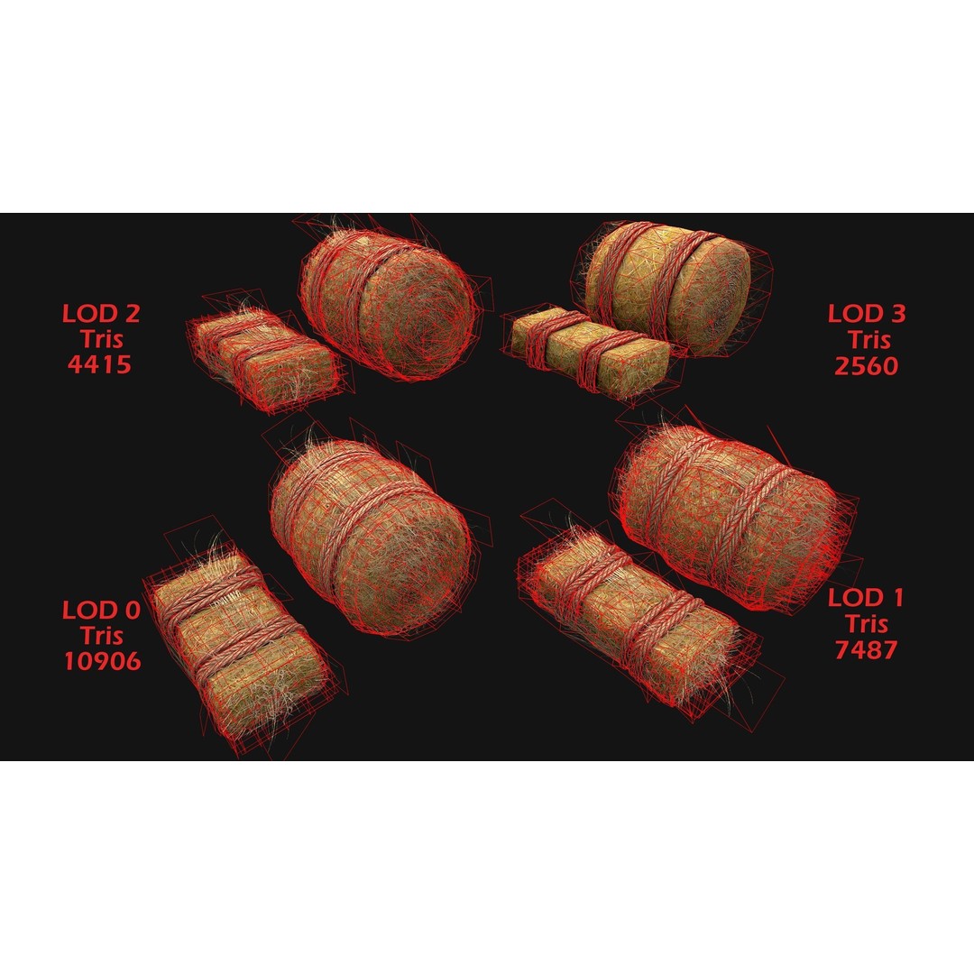 Hay Bale 3D Model – Low Poly Stylized Game Asset, FBX & Blender - View 23