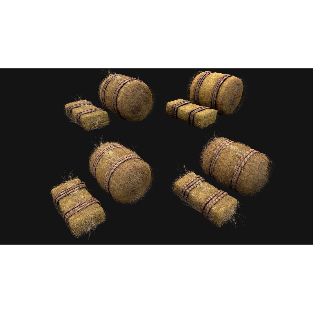 Hay Bale 3D Model – Low Poly Stylized Game Asset, FBX & Blender - View 24