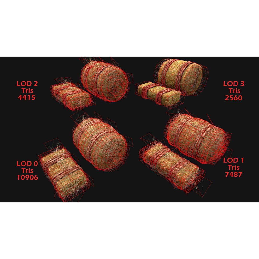Hay Bale 3D Model – Low Poly Stylized Game Asset, FBX & Blender - View 3