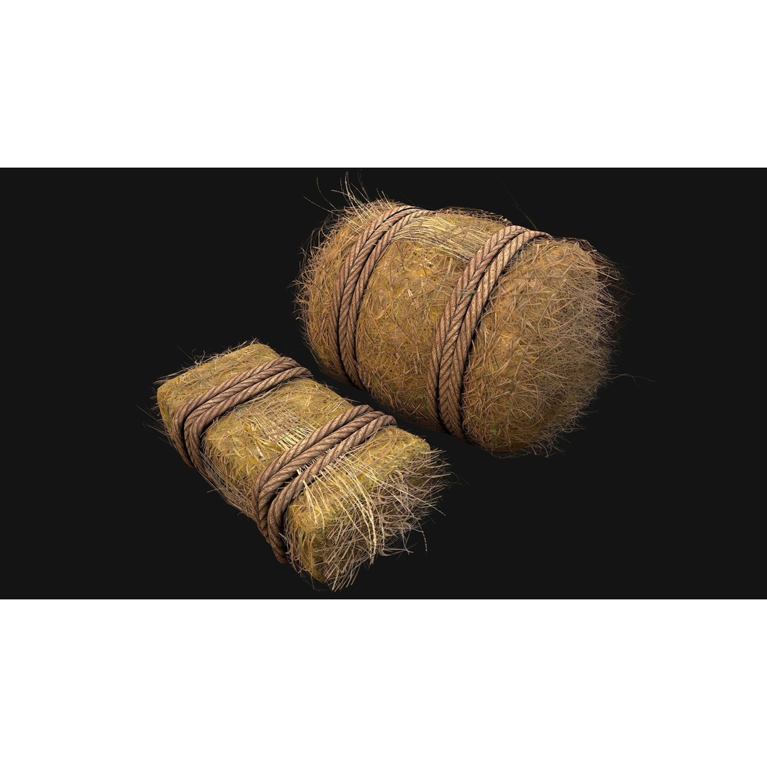 Hay Bale 3D Model – Low Poly Stylized Game Asset, FBX & Blender - View 4