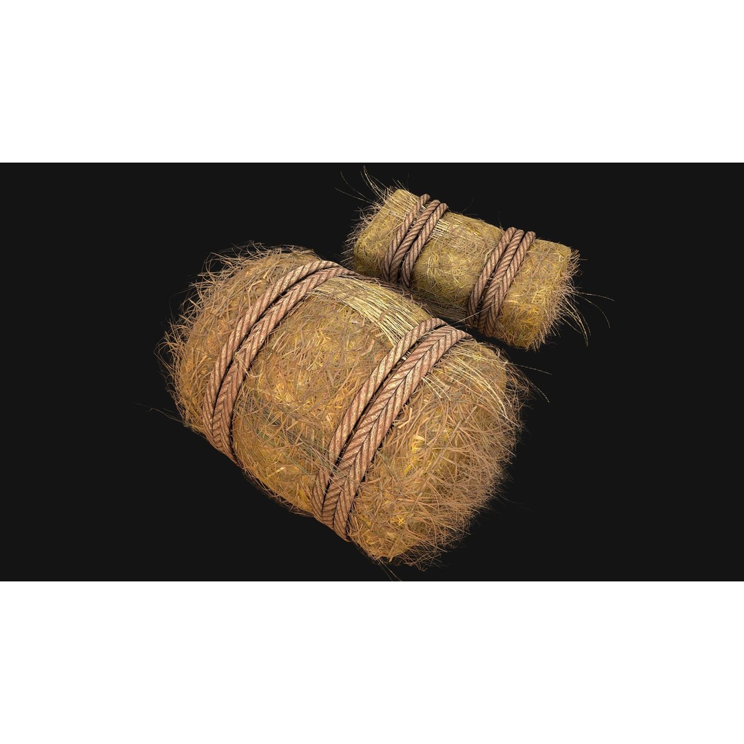 Hay Bale 3D Model – Low Poly Stylized Game Asset, FBX & Blender - View 5
