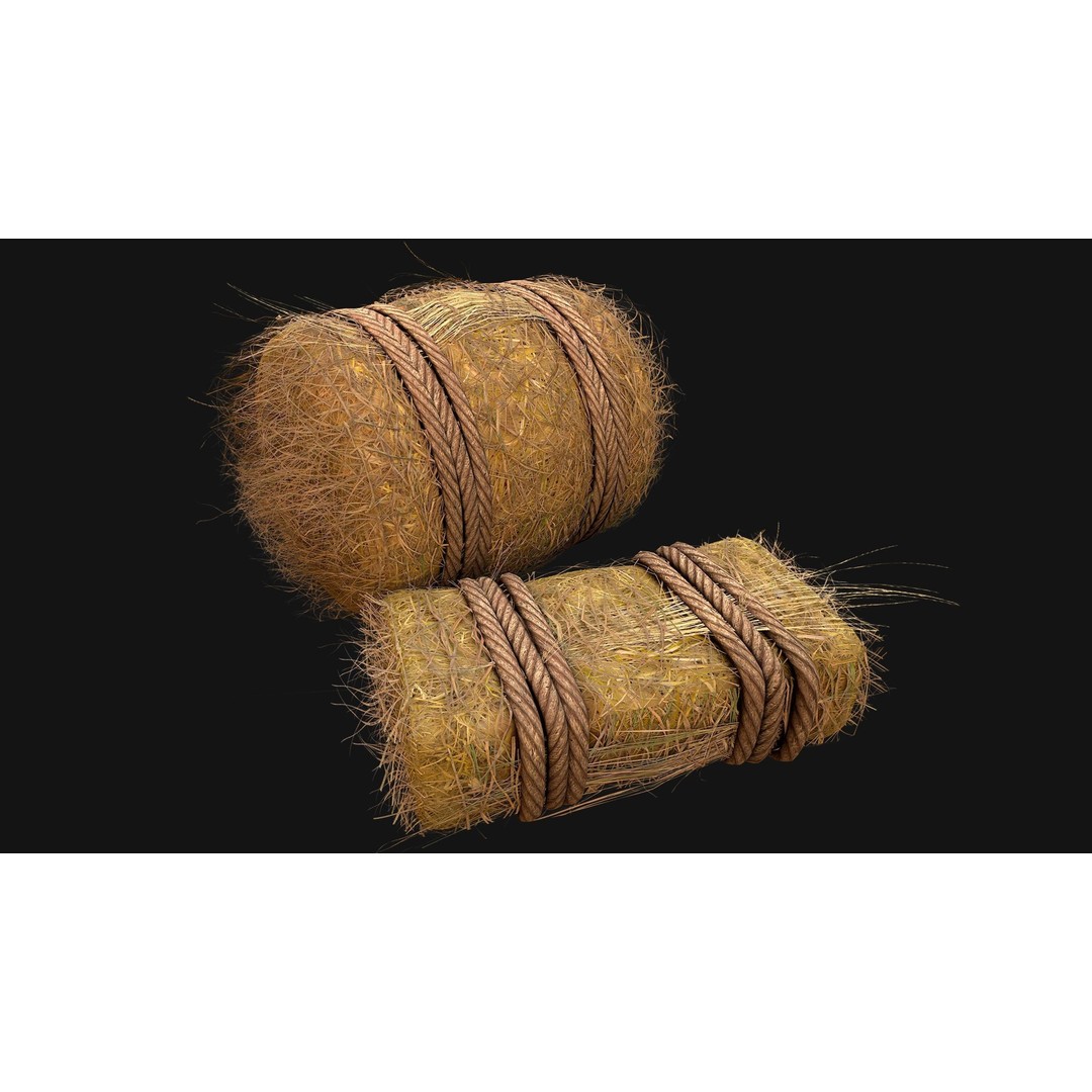 Hay Bale 3D Model – Low Poly Stylized Game Asset, FBX & Blender - View 6