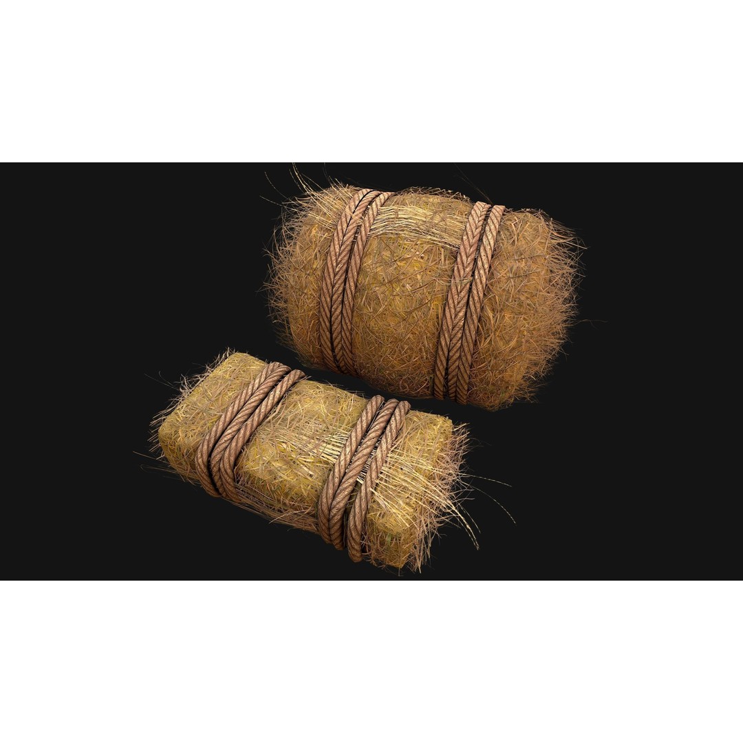 Hay Bale 3D Model – Low Poly Stylized Game Asset, FBX & Blender - View 7