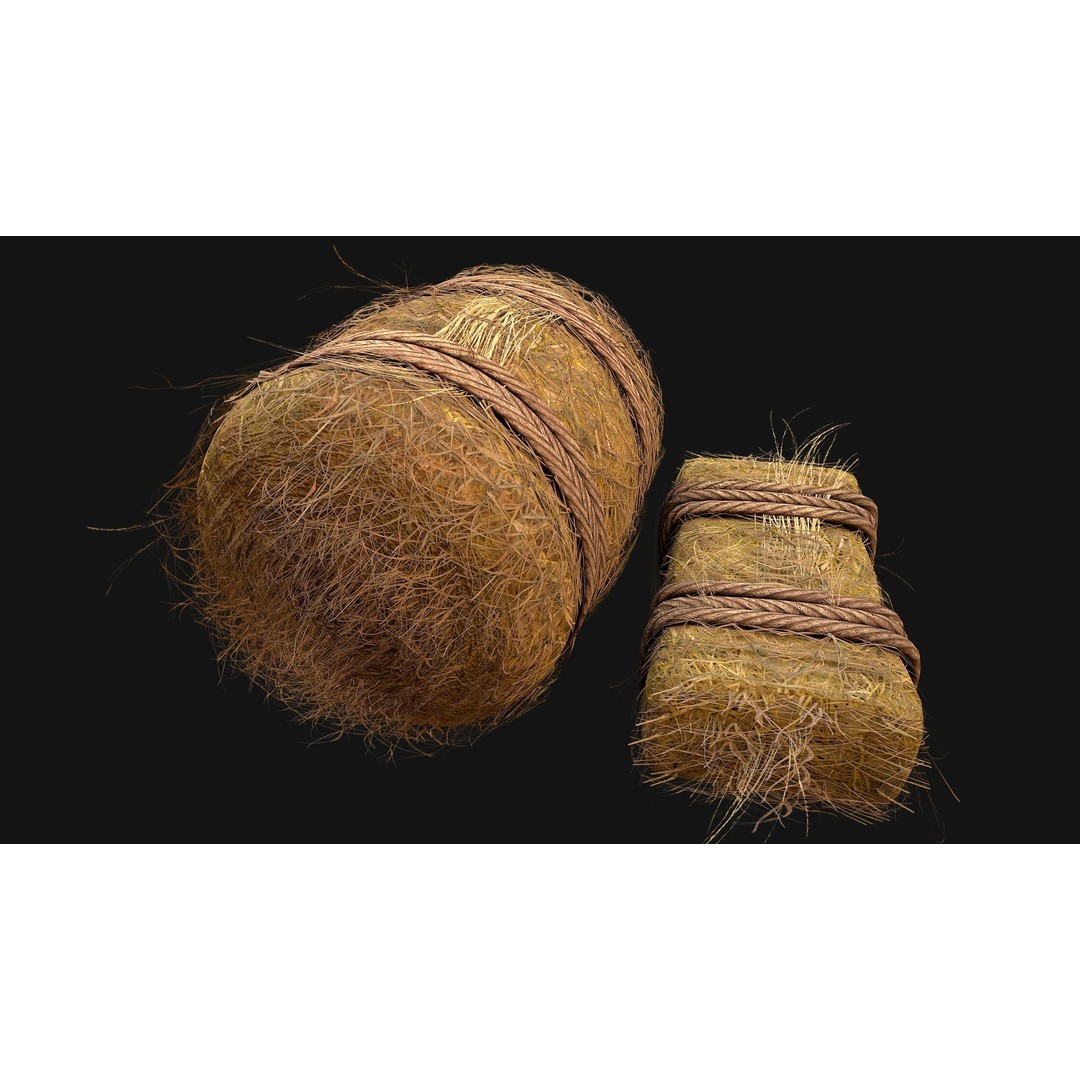 Hay Bale 3D Model – Low Poly Stylized Game Asset, FBX & Blender - View 8