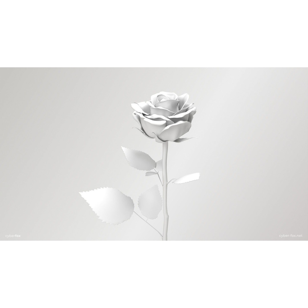 Single Pink Rose 3D Model – Low Poly PBR Asset for Games, FBX, OBJ