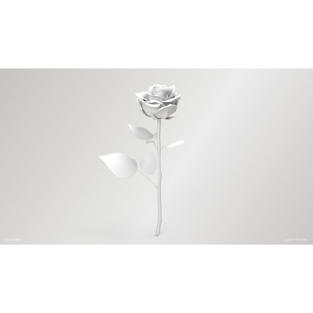 Single Pink Rose 3D Model – Low Poly PBR Asset for Games, FBX, OBJ - View 9