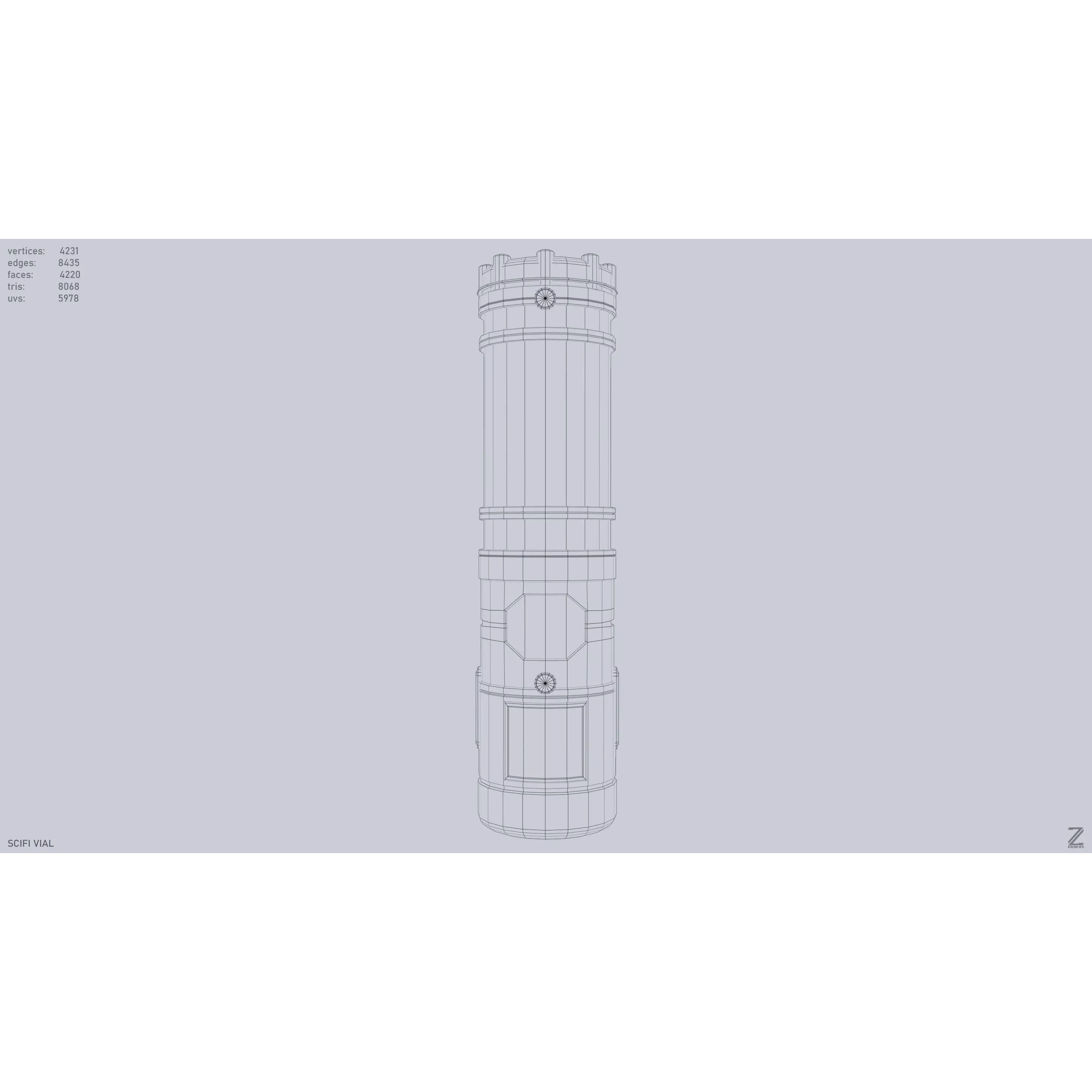 Scifi Vial - Low-Poly Game-Ready 3D Model - View 10