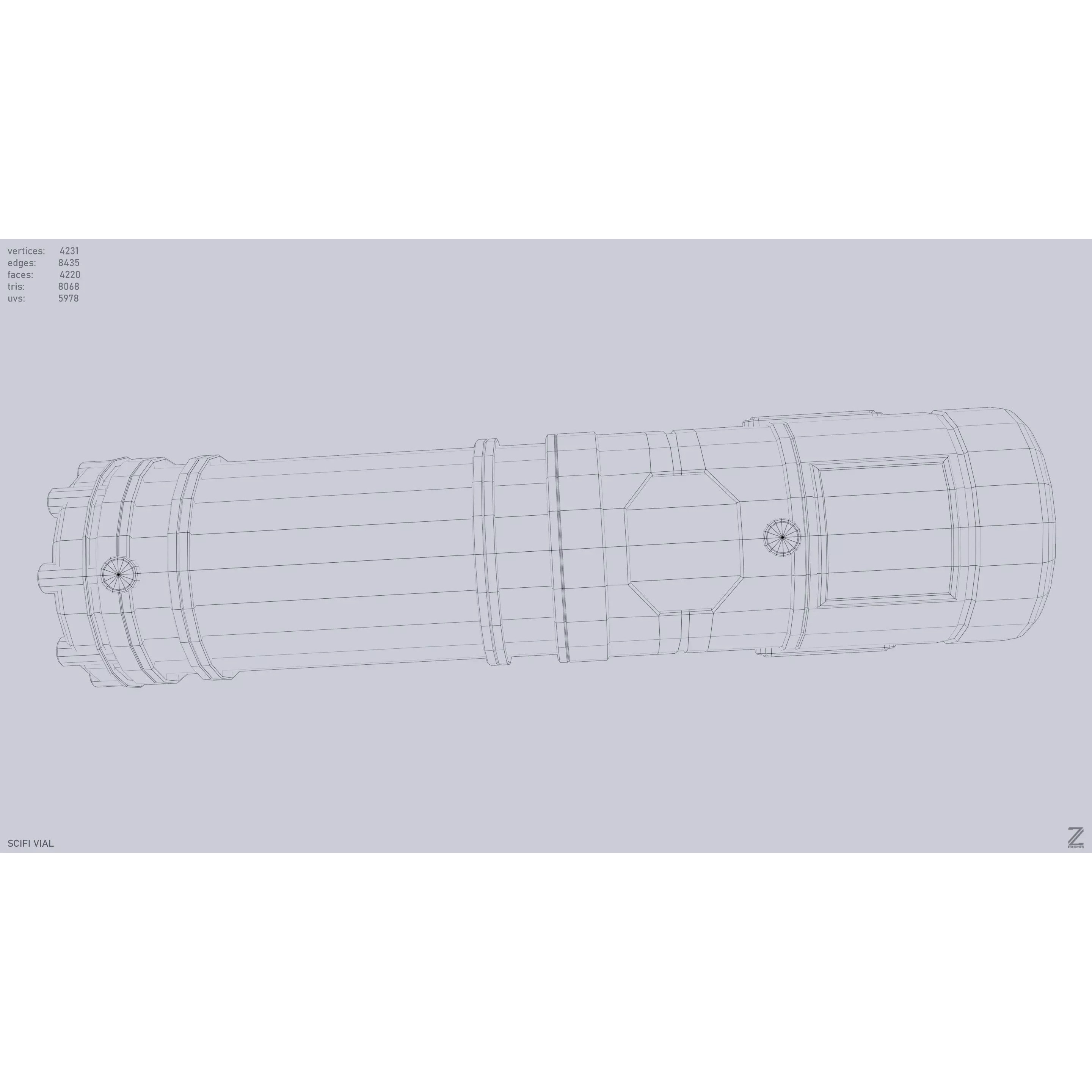 Scifi Vial - Low-Poly Game-Ready 3D Model - View 12