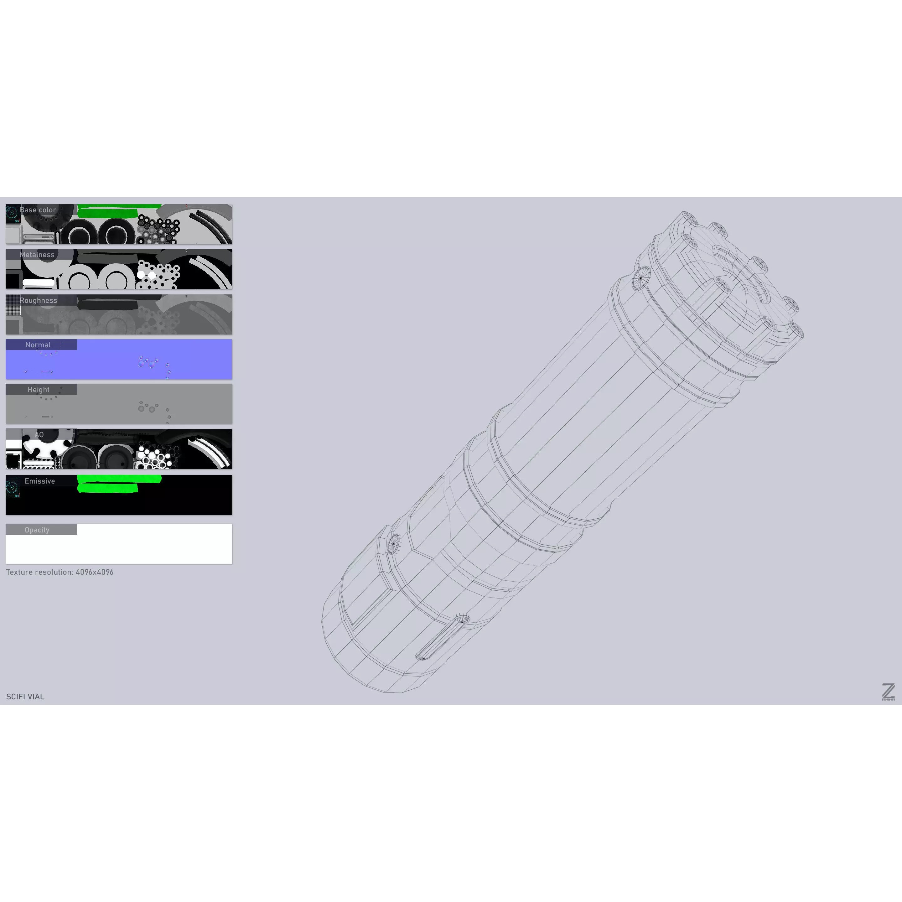 Scifi Vial - Low-Poly Game-Ready 3D Model - View 4