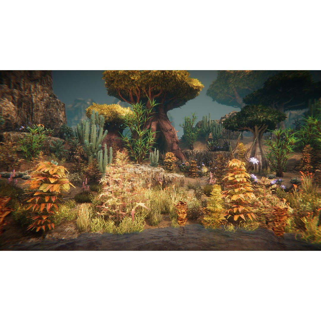 Desert Plants 3D Model – Low Poly Fantasy Vegetation, PBR Textures - View 3