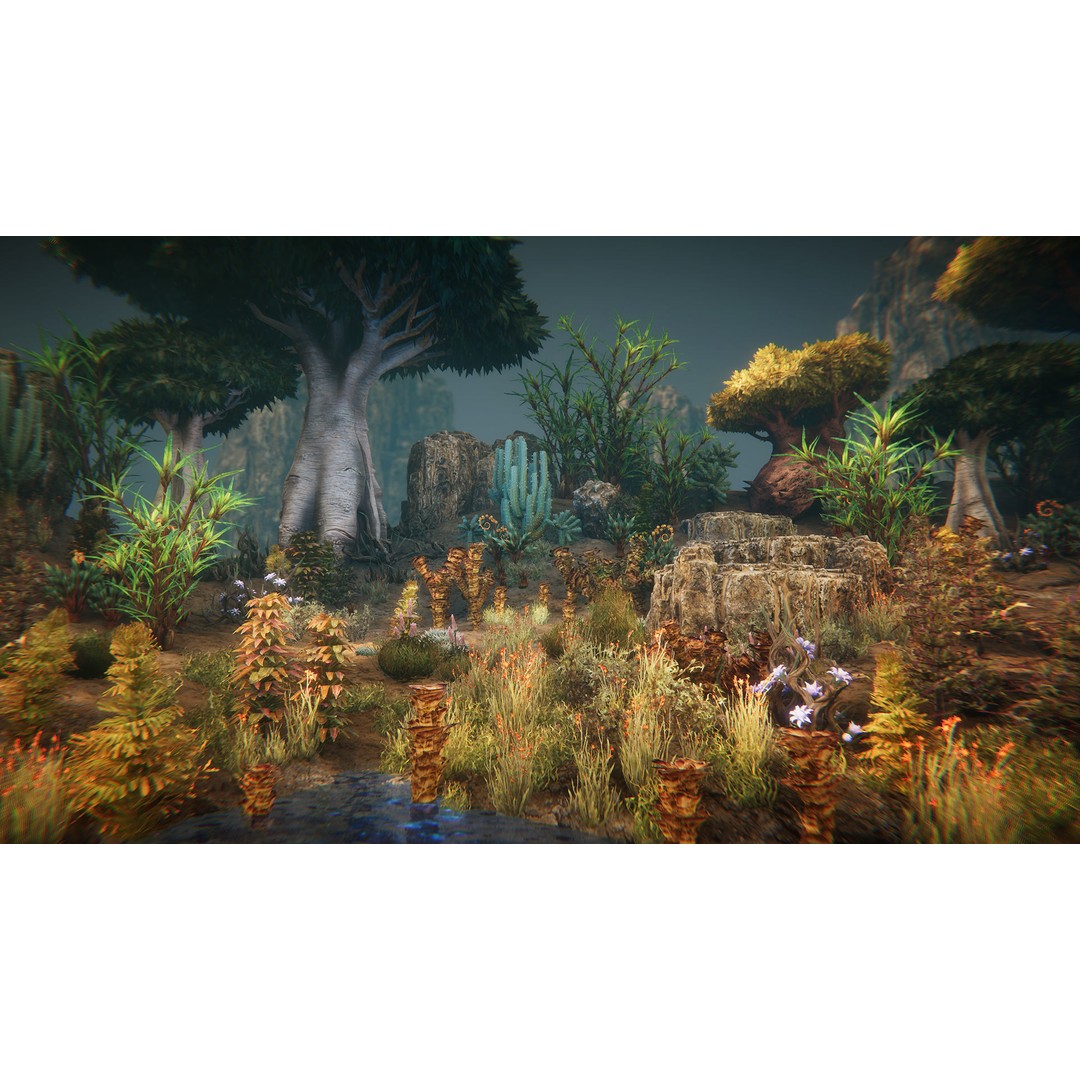 Desert Plants 3D Model – Low Poly Fantasy Vegetation, PBR Textures - View 4