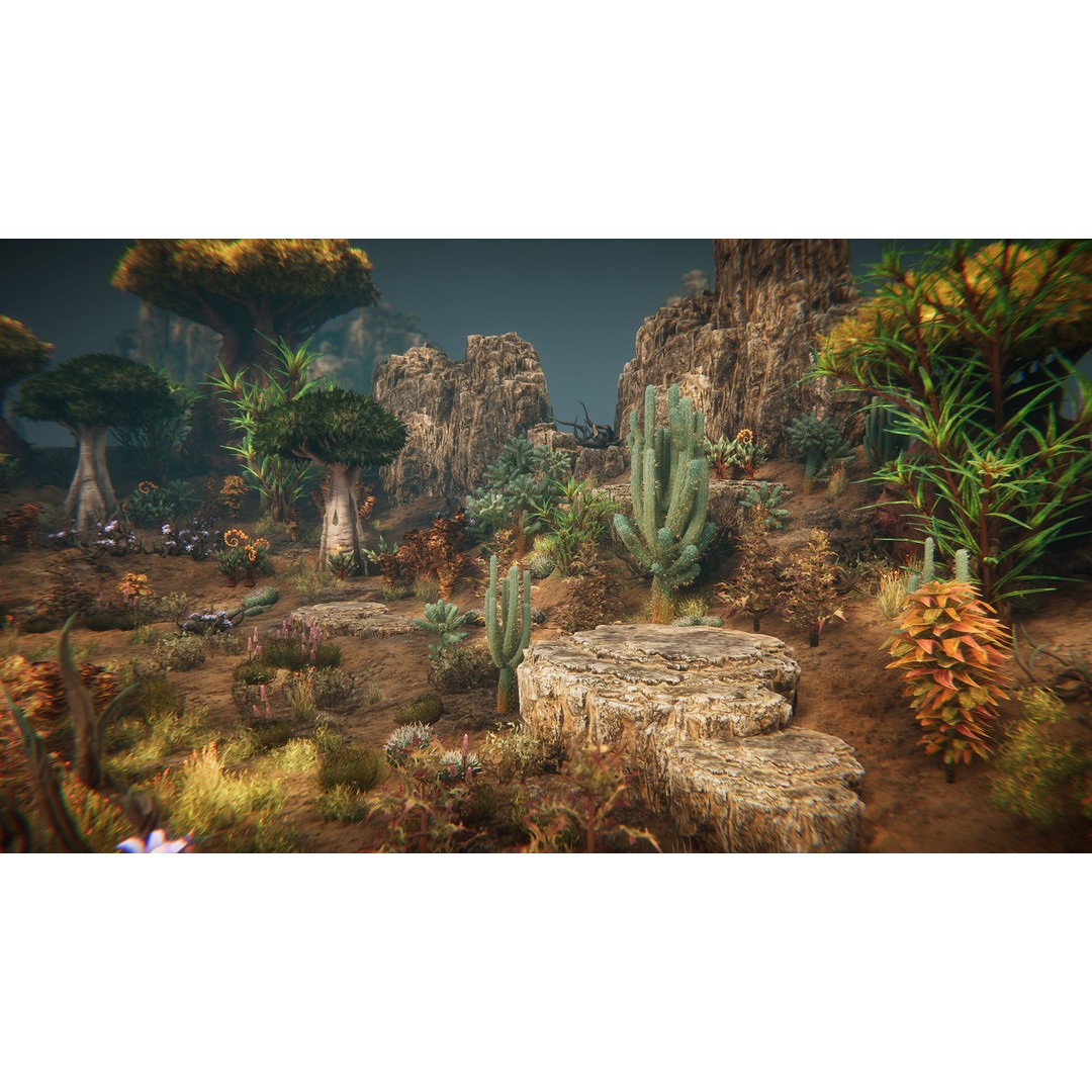 Desert Plants 3D Model – Low Poly Fantasy Vegetation, PBR Textures - View 5
