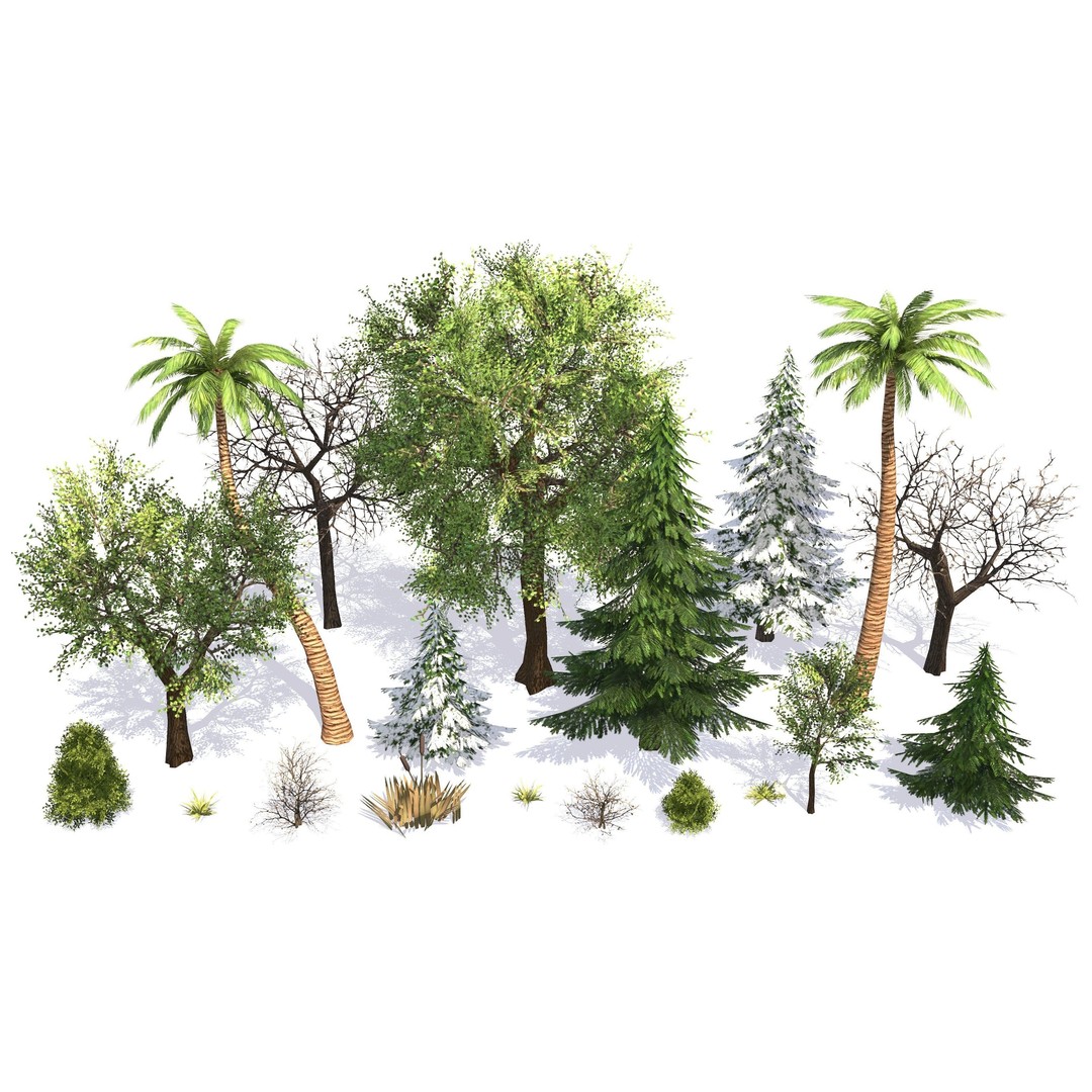 Vegetation 3D Model – Low Poly Game Ready Bundle with PBR Textures - View 3
