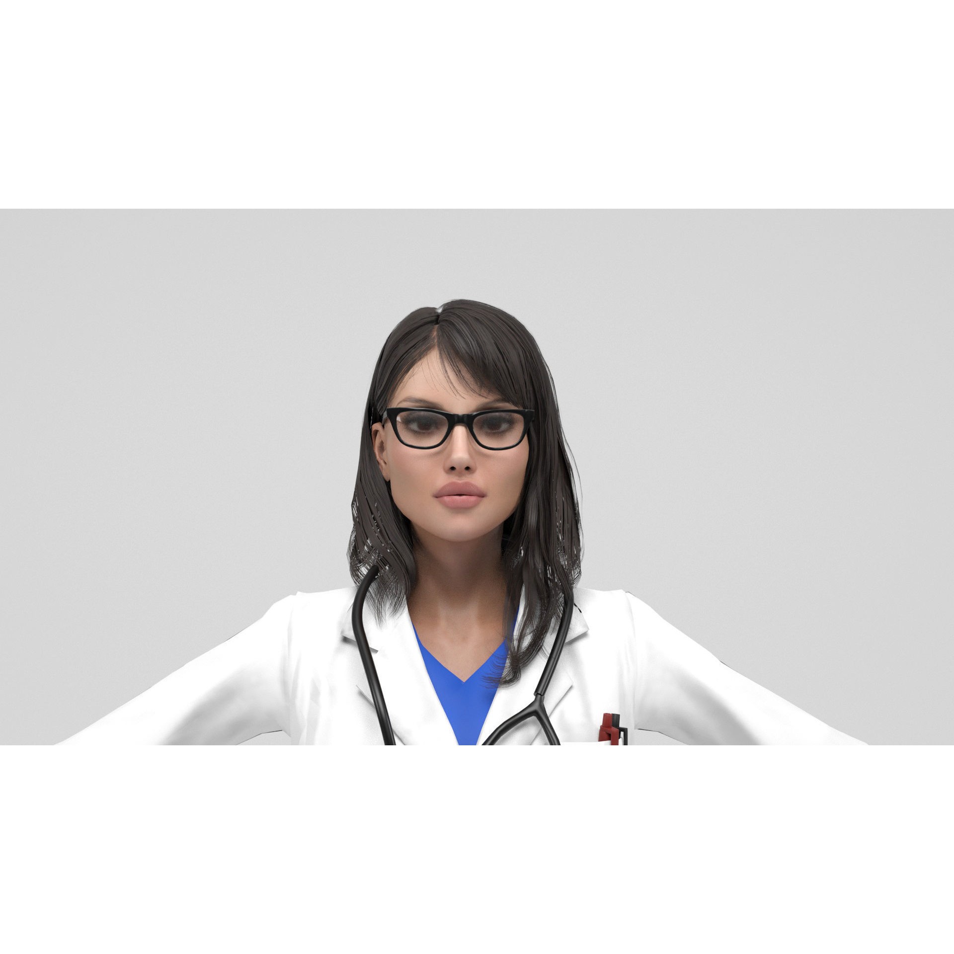Female Doctor - Low-Poly Game-Ready 3D Model - View 10