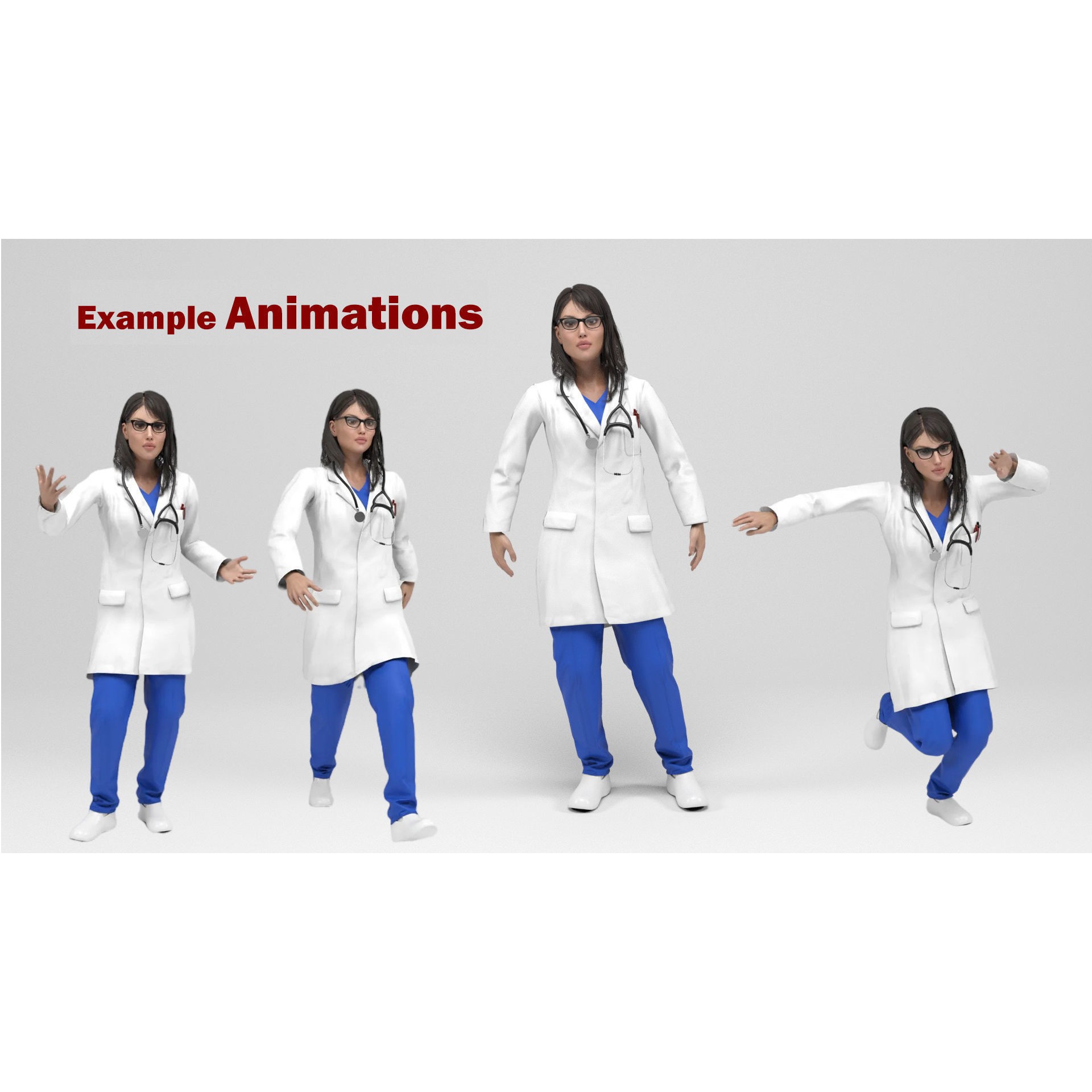 Female Doctor - Low-Poly Game-Ready 3D Model - View 11