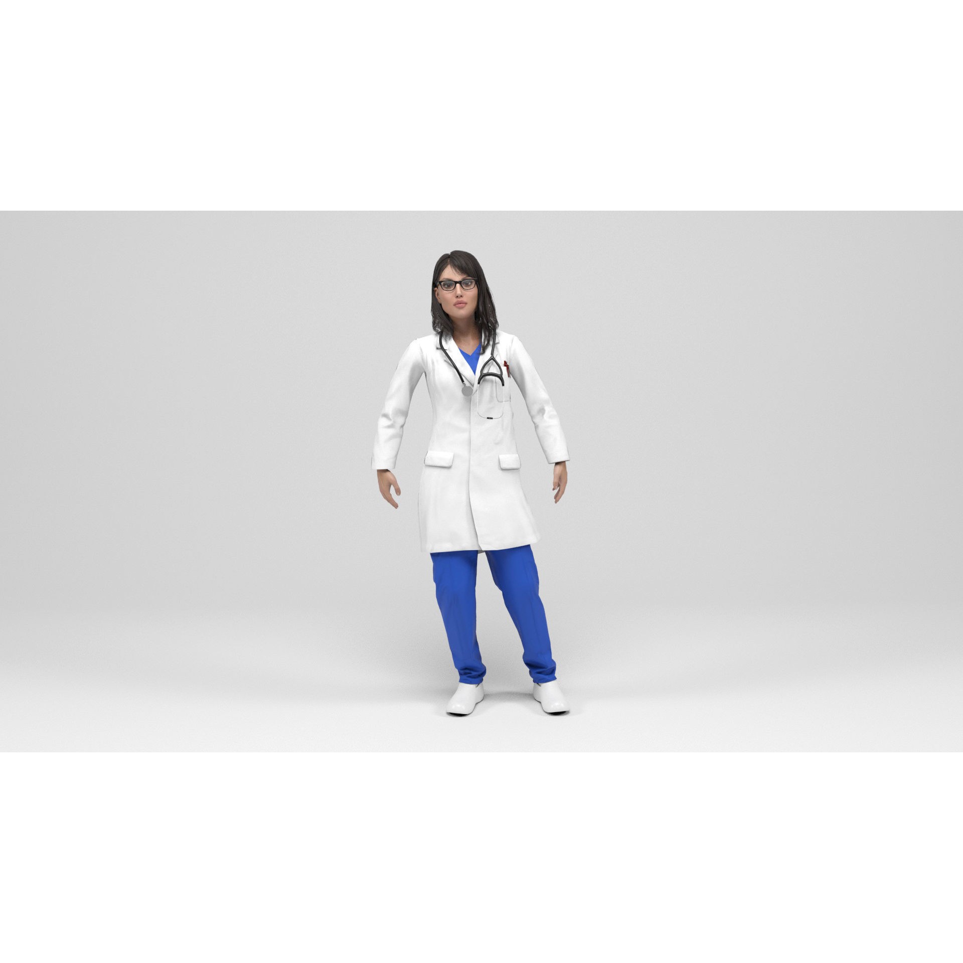Female Doctor - Low-Poly Game-Ready 3D Model - View 12
