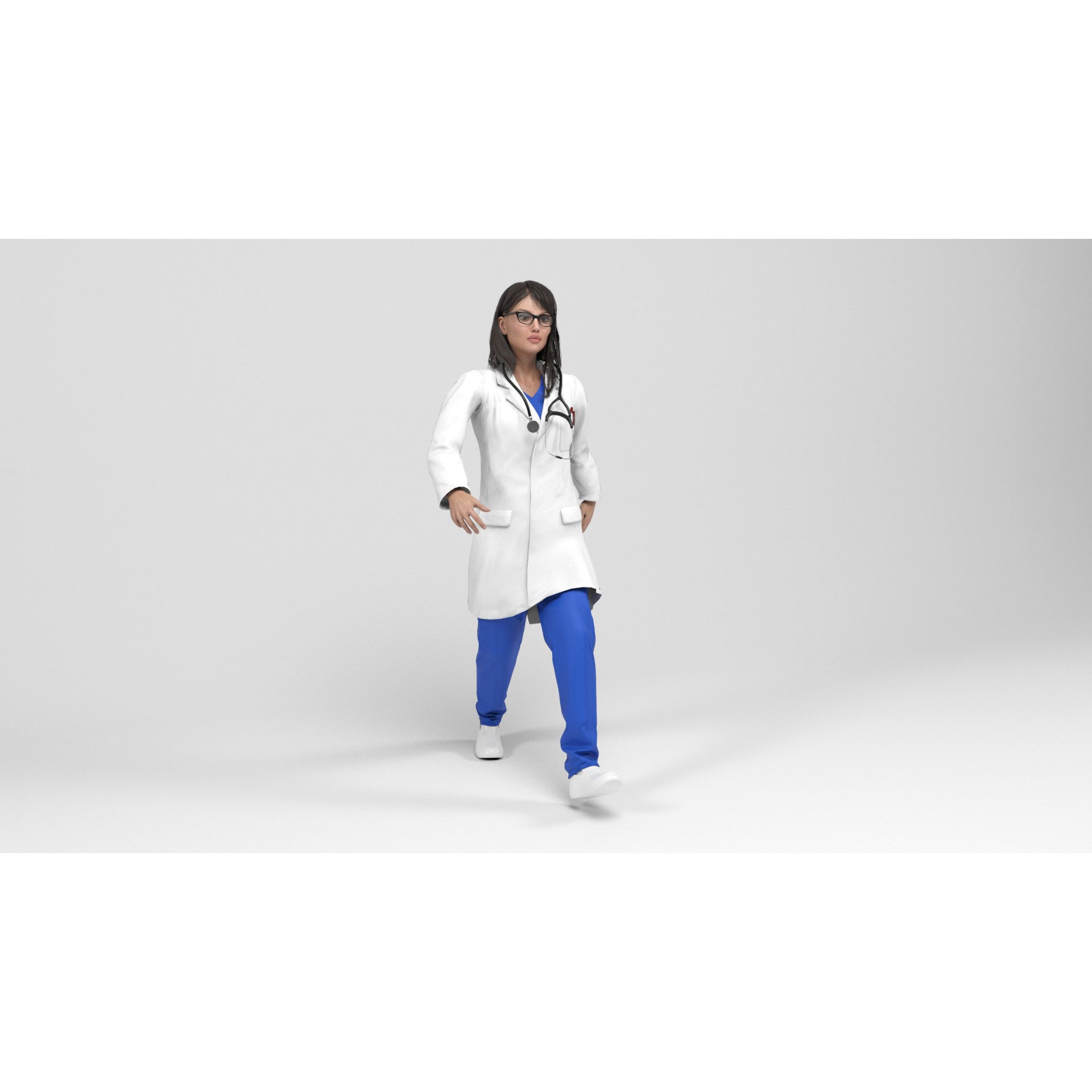 Female Doctor - Low-Poly Game-Ready 3D Model - View 13