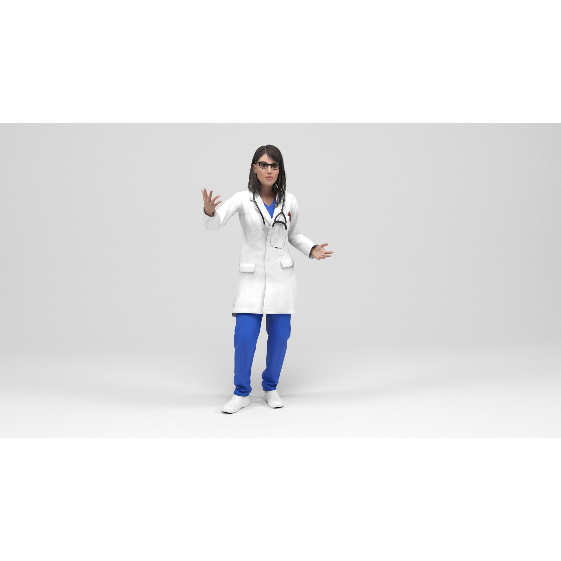 Female Doctor - Low-Poly Game-Ready 3D Model - View 14