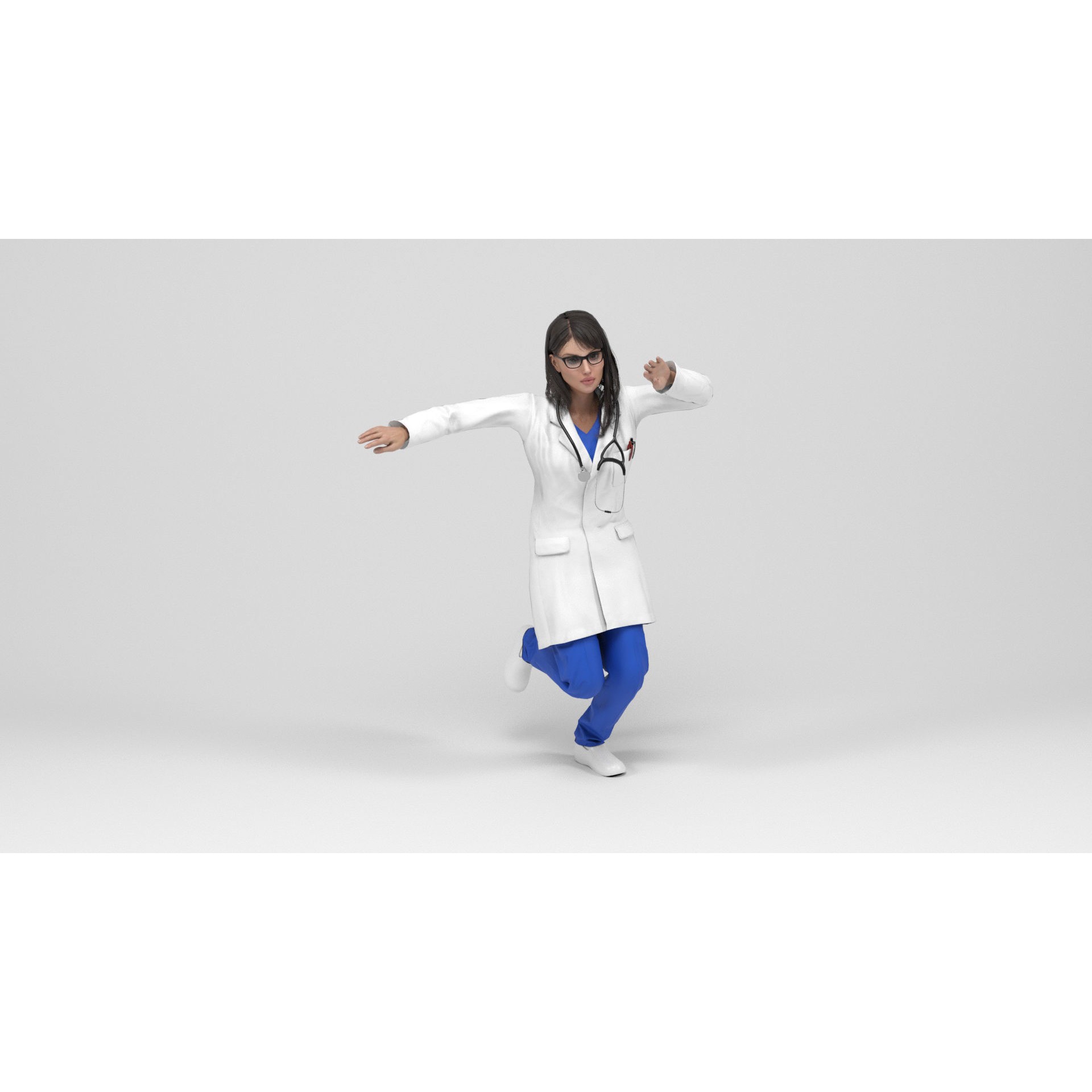 Female Doctor - Low-Poly Game-Ready 3D Model - View 15