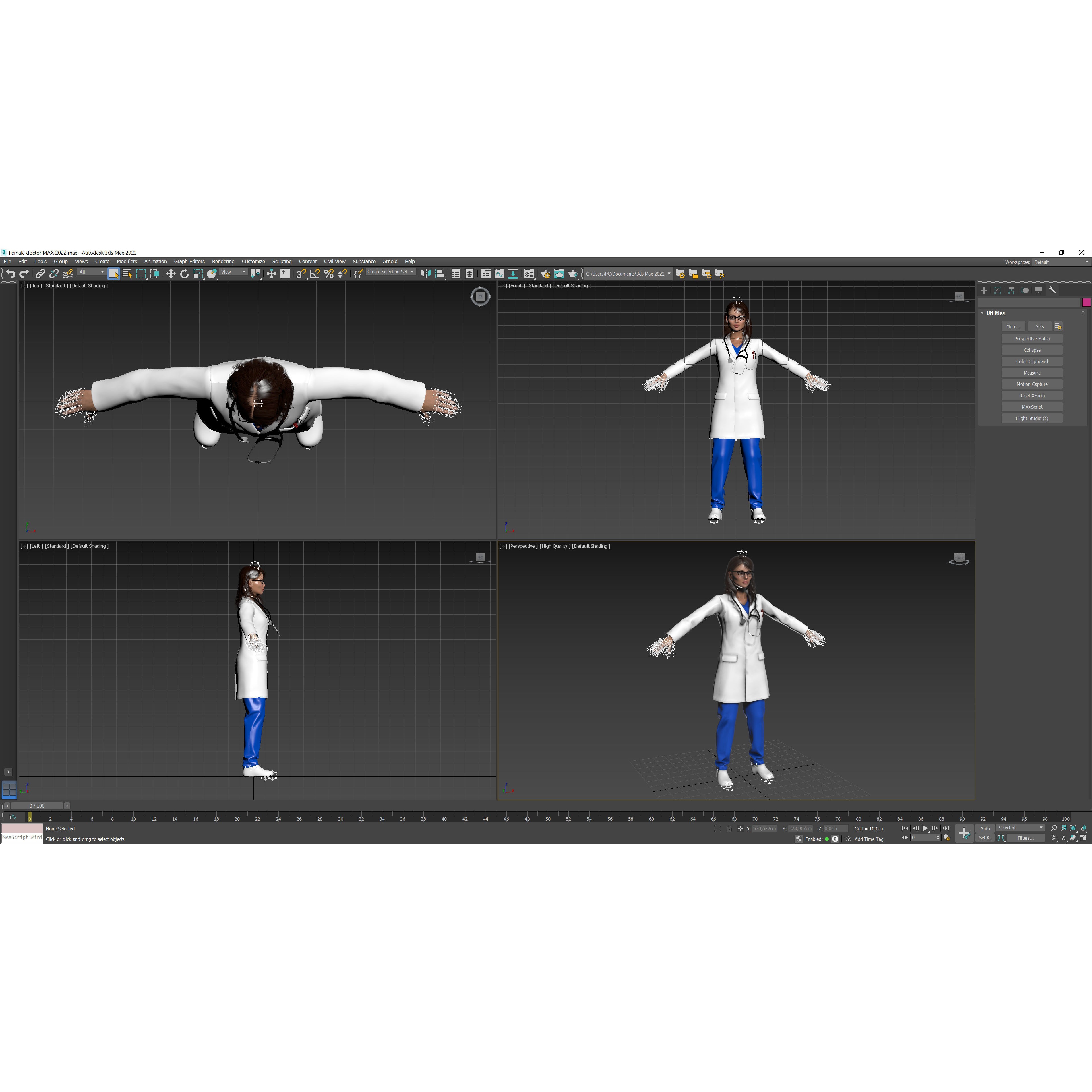 Female Doctor - Low-Poly Game-Ready 3D Model - View 16