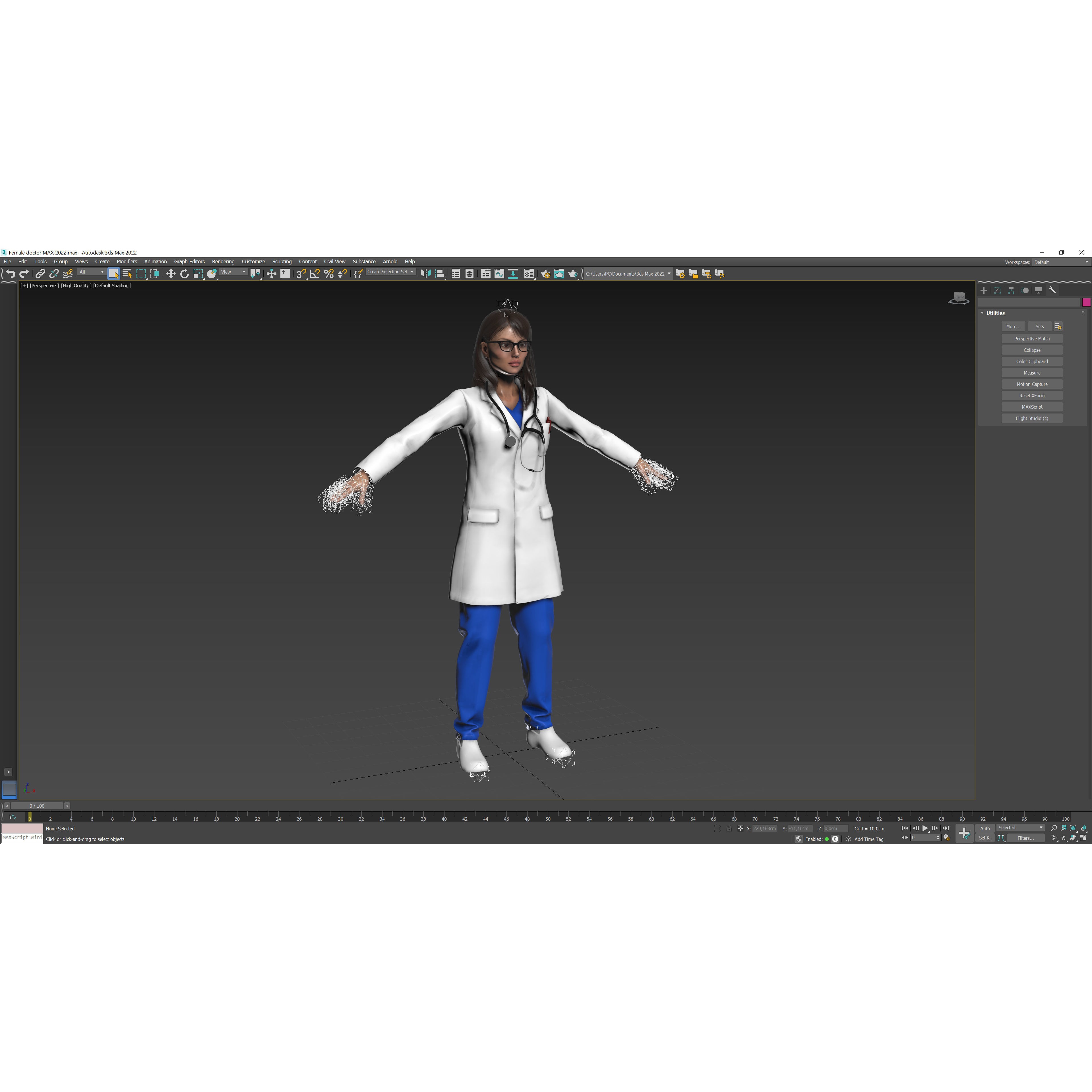 Female Doctor - Low-Poly Game-Ready 3D Model - View 17