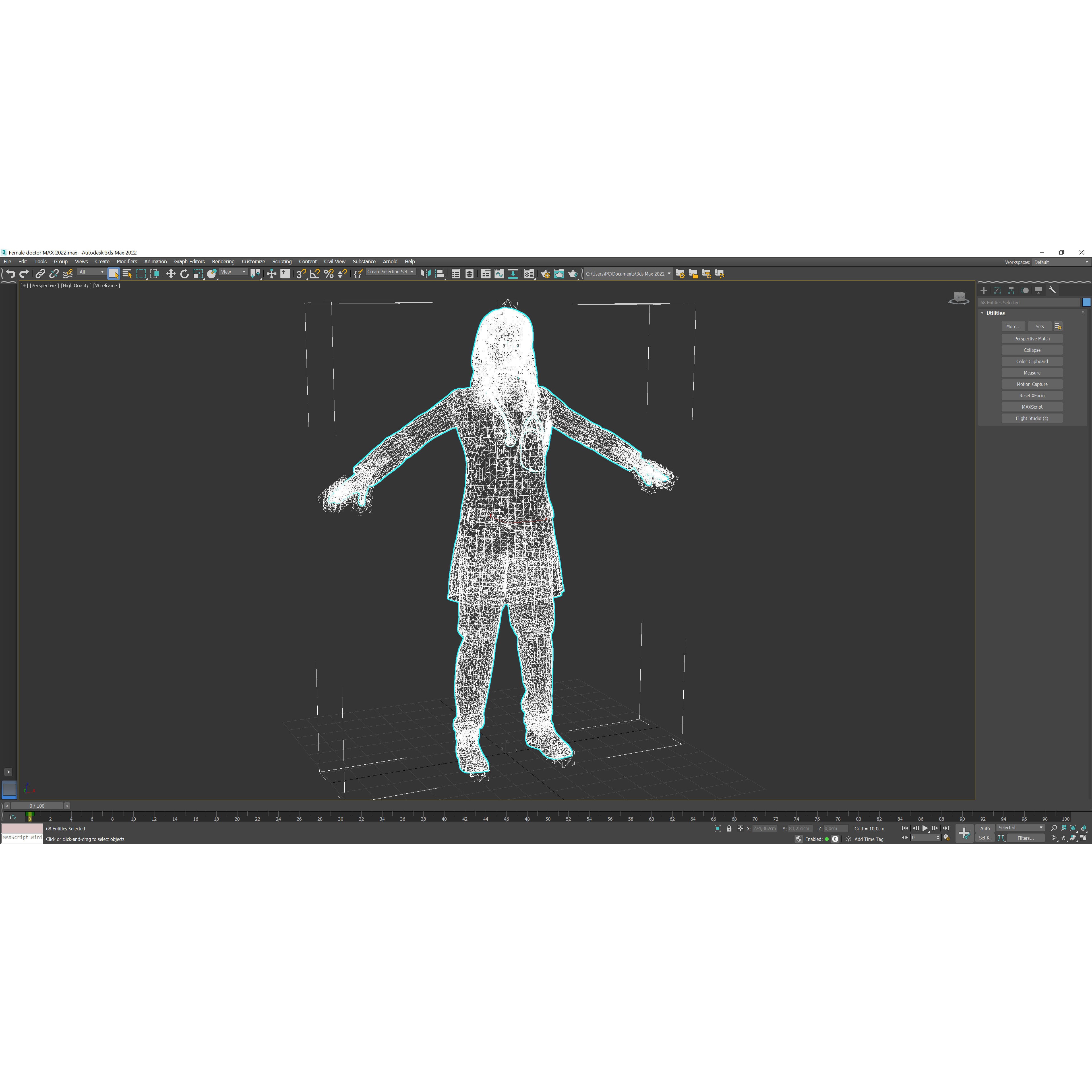 Female Doctor - Low-Poly Game-Ready 3D Model - View 18