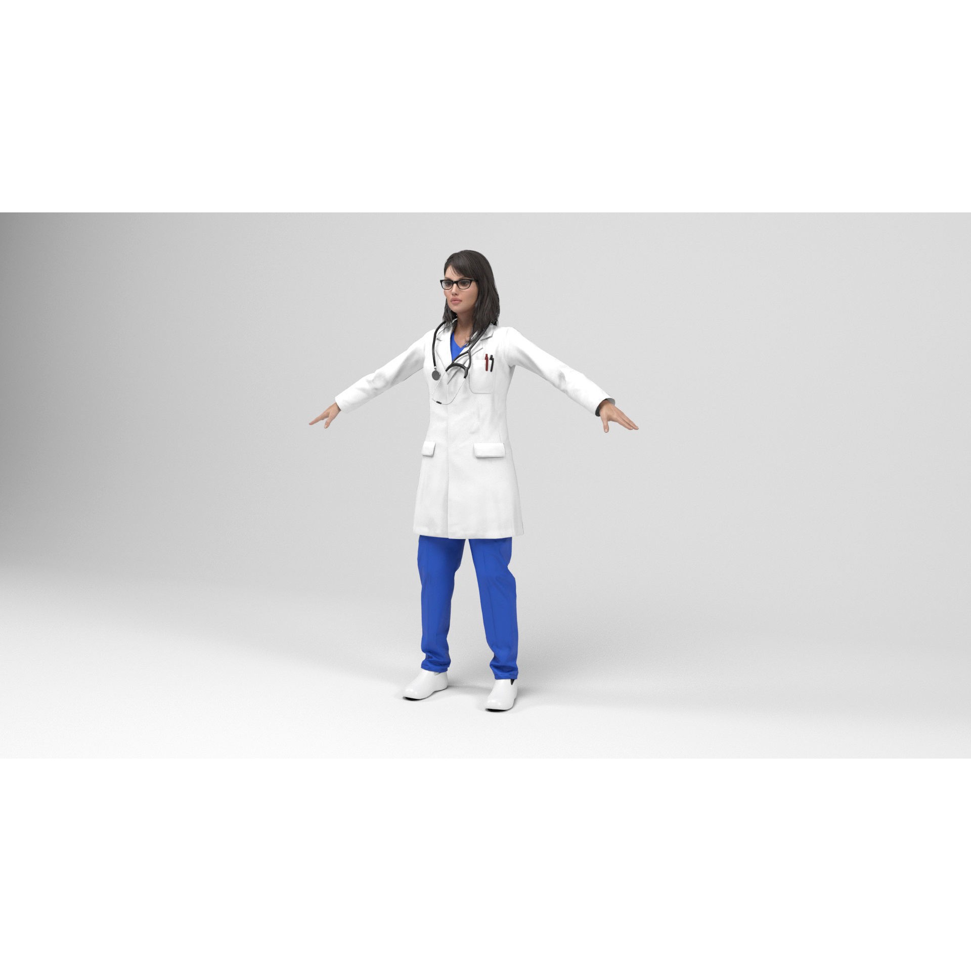 Female Doctor - Low-Poly Game-Ready 3D Model - View 3