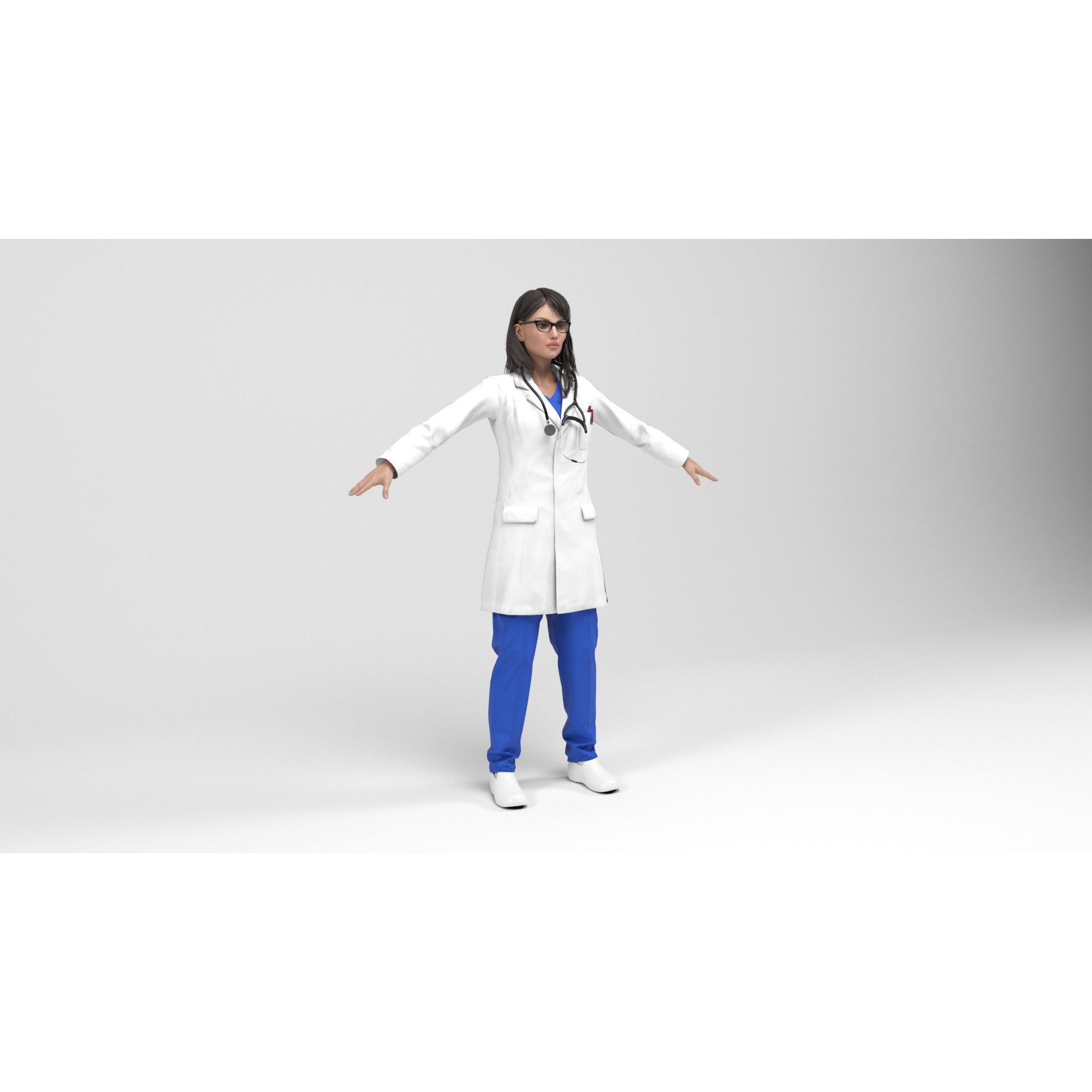Female Doctor - Low-Poly Game-Ready 3D Model - View 4