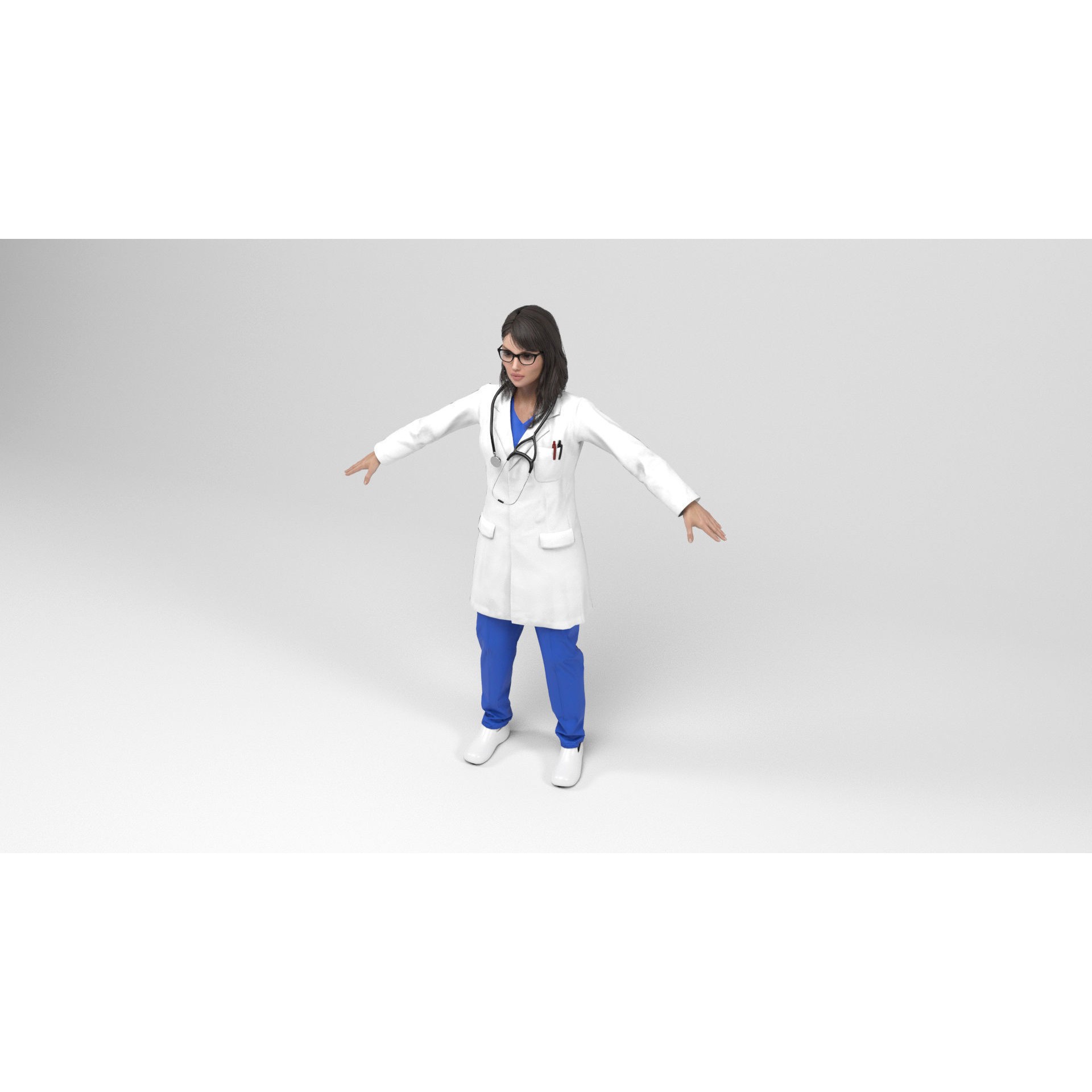 Female Doctor - Low-Poly Game-Ready 3D Model - View 5