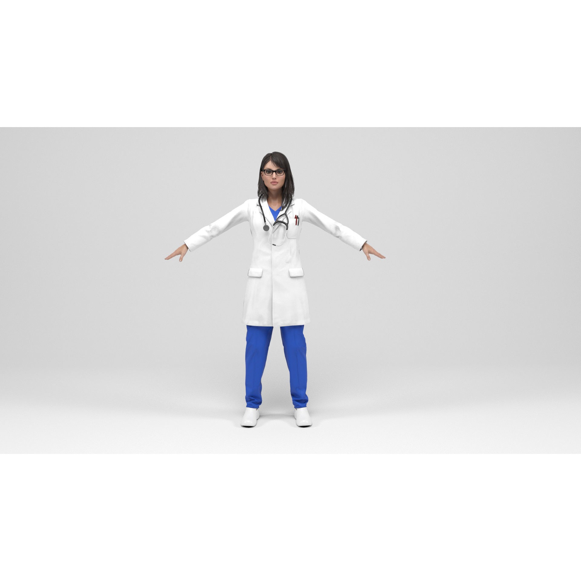 Female Doctor - Low-Poly Game-Ready 3D Model - View 6