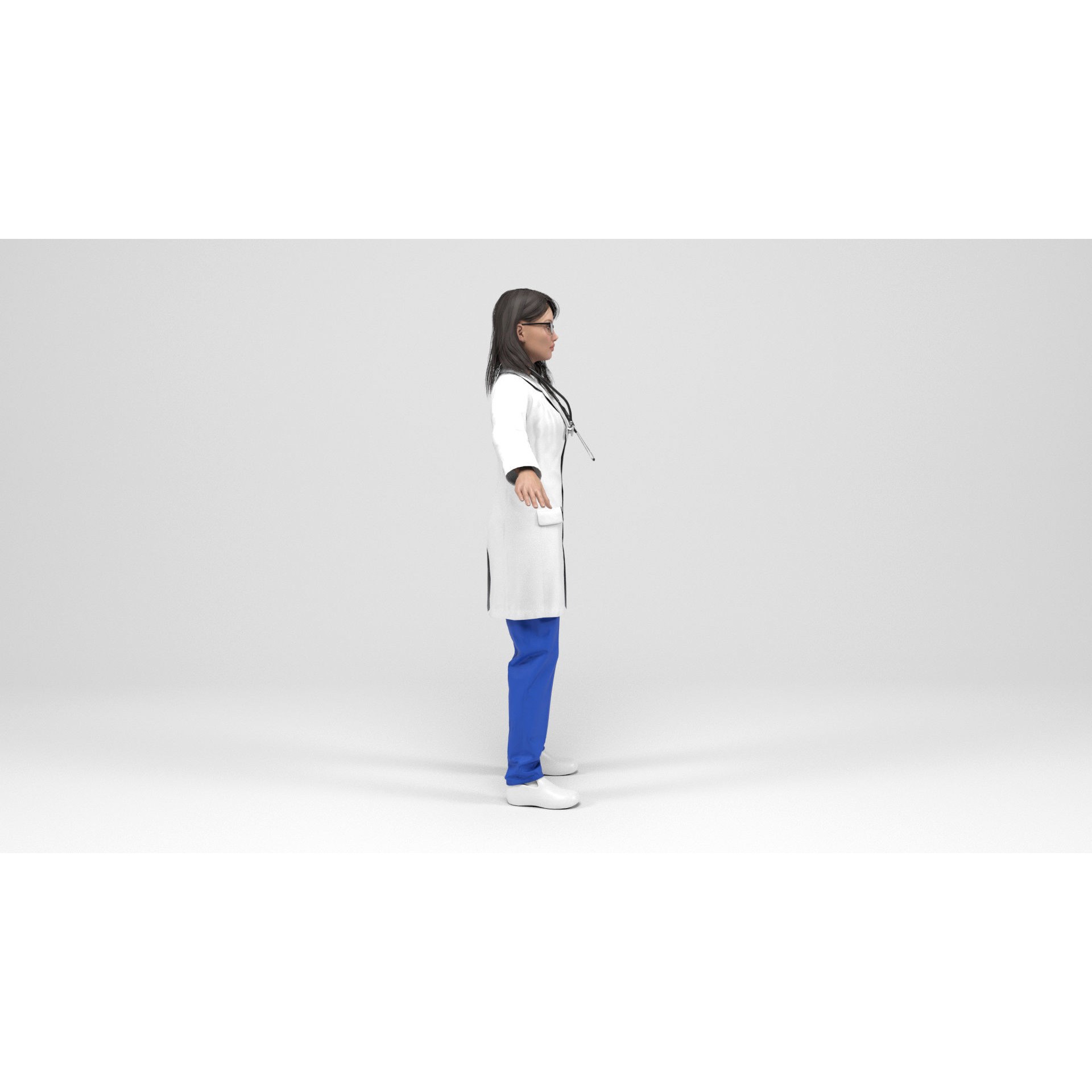 Female Doctor - Low-Poly Game-Ready 3D Model - View 8
