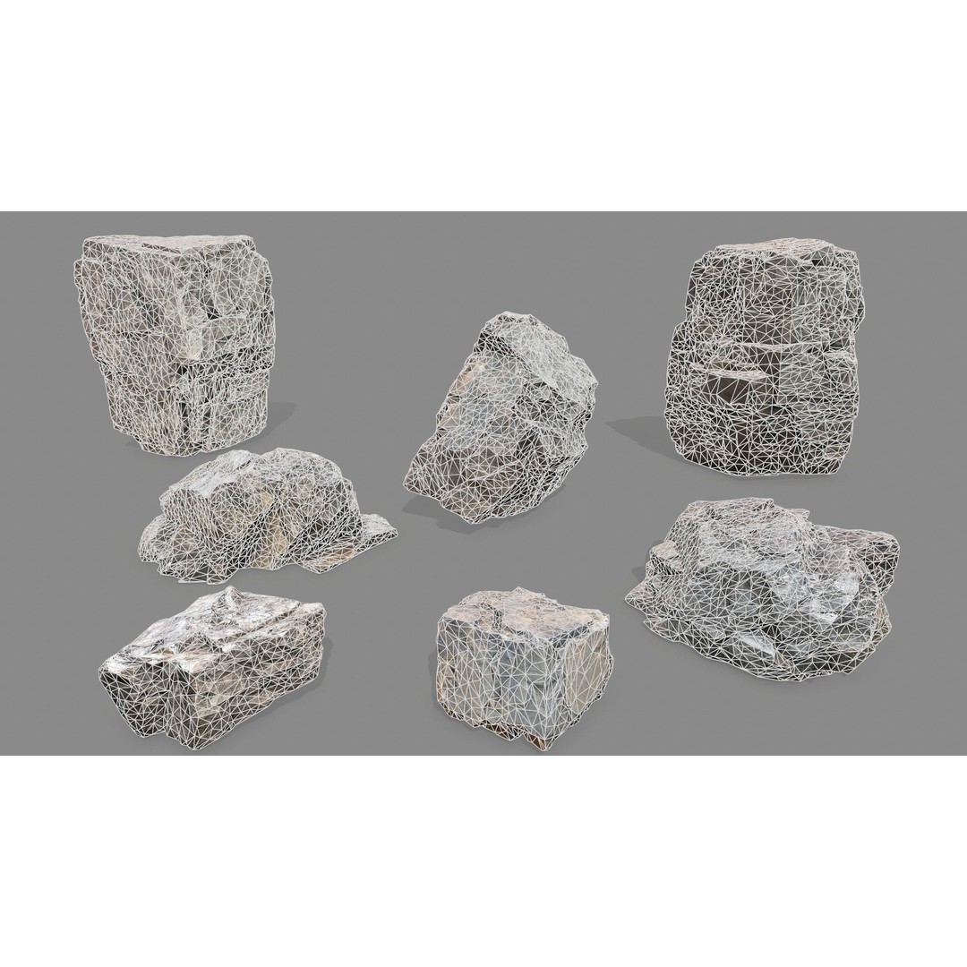 Desert Rocks 3D Model – Low Poly Game Asset, FBX, OBJ, PBR