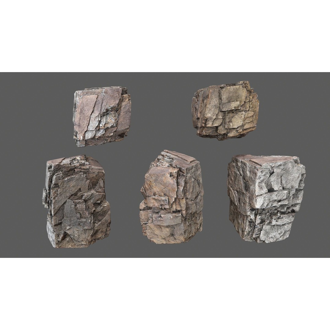 Desert Rocks 3D Model – Low Poly Game Asset, FBX, OBJ, PBR - View 11
