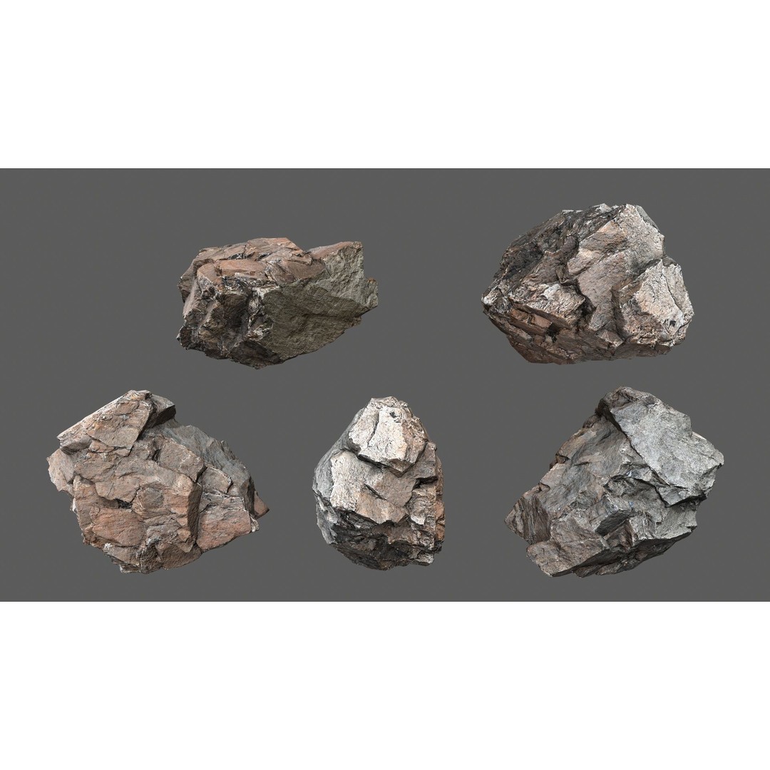Desert Rocks 3D Model – Low Poly Game Asset, FBX, OBJ, PBR - View 12