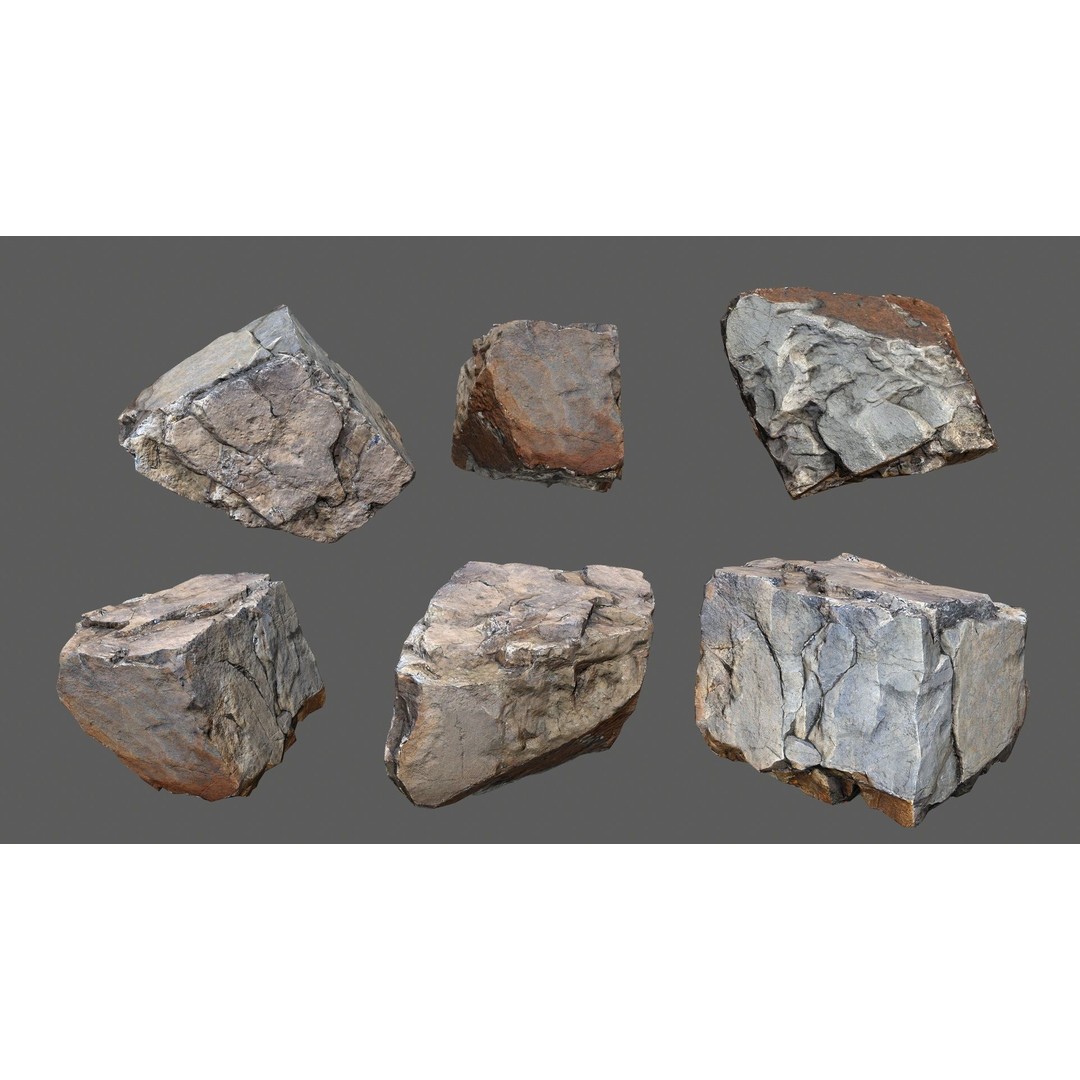 Desert Rocks 3D Model – Low Poly Game Asset, FBX, OBJ, PBR - View 13