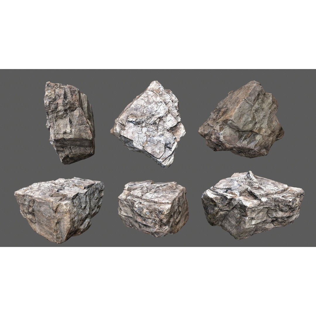 Desert Rocks 3D Model – Low Poly Game Asset, FBX, OBJ, PBR - View 14