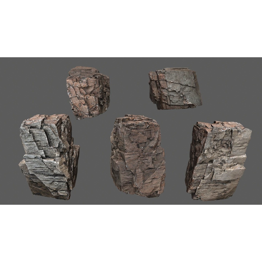 Desert Rocks 3D Model – Low Poly Game Asset, FBX, OBJ, PBR - View 15